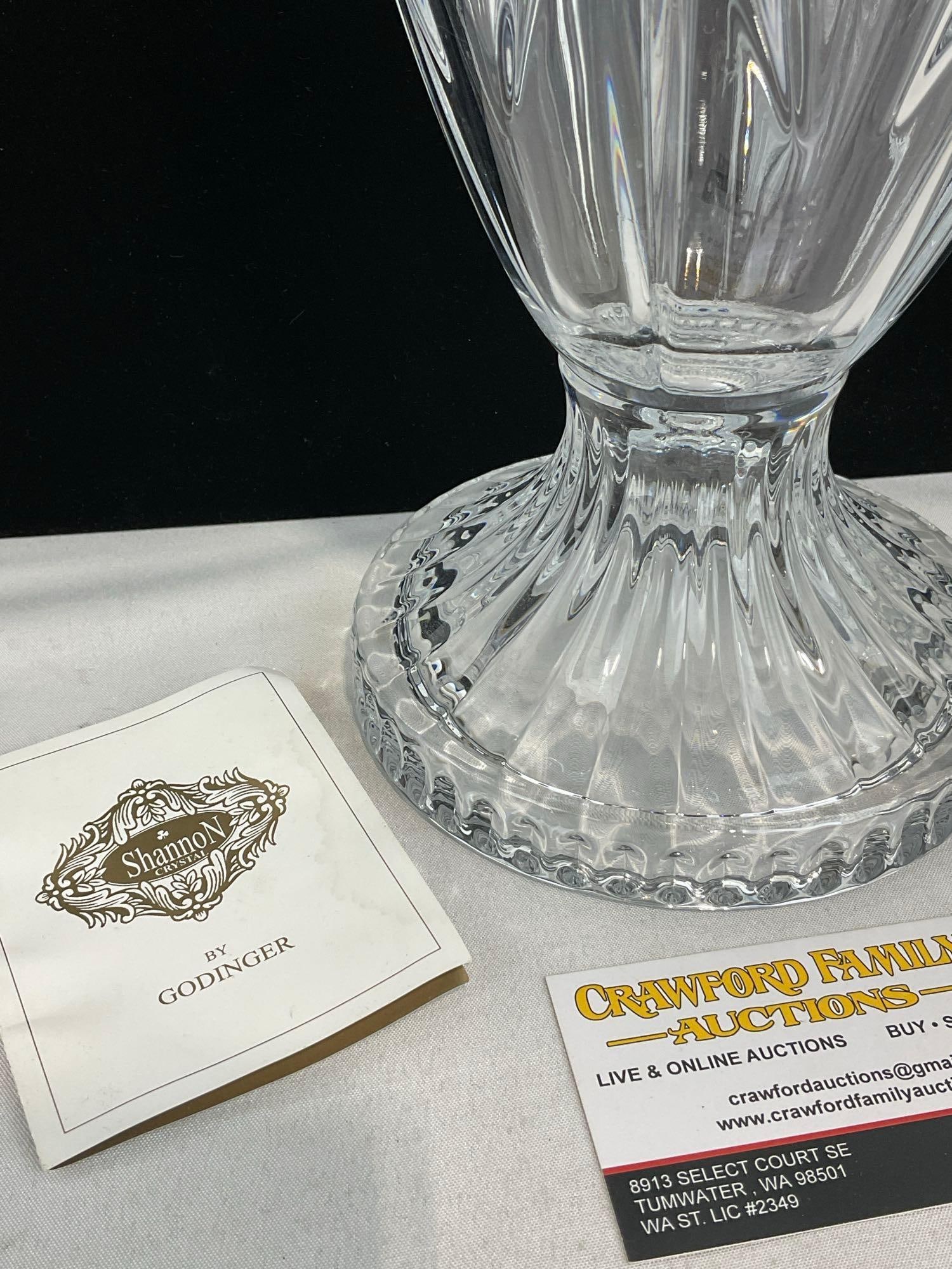 Large Shannon Crystal Contessa Pattern Vase, by Godinger, 16 inches tall - 3