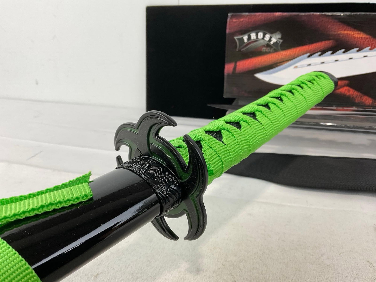 Zombie Hunter Katana Green & Black w/scabbard & Ultimate Warrior 15 inch Knife w/sheath, NIB - 3