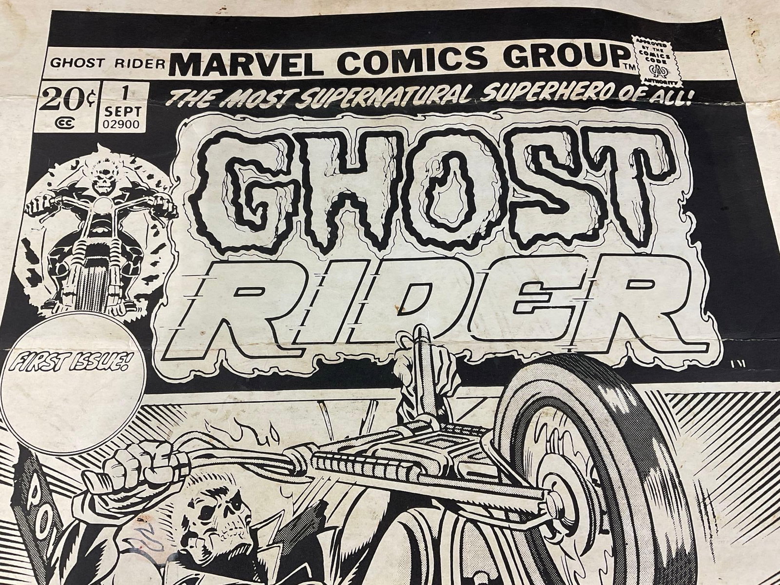 Vintage 1990 Marvel Ghost Rider Complete Set of 45 Cards, in single uncut sheet - 2