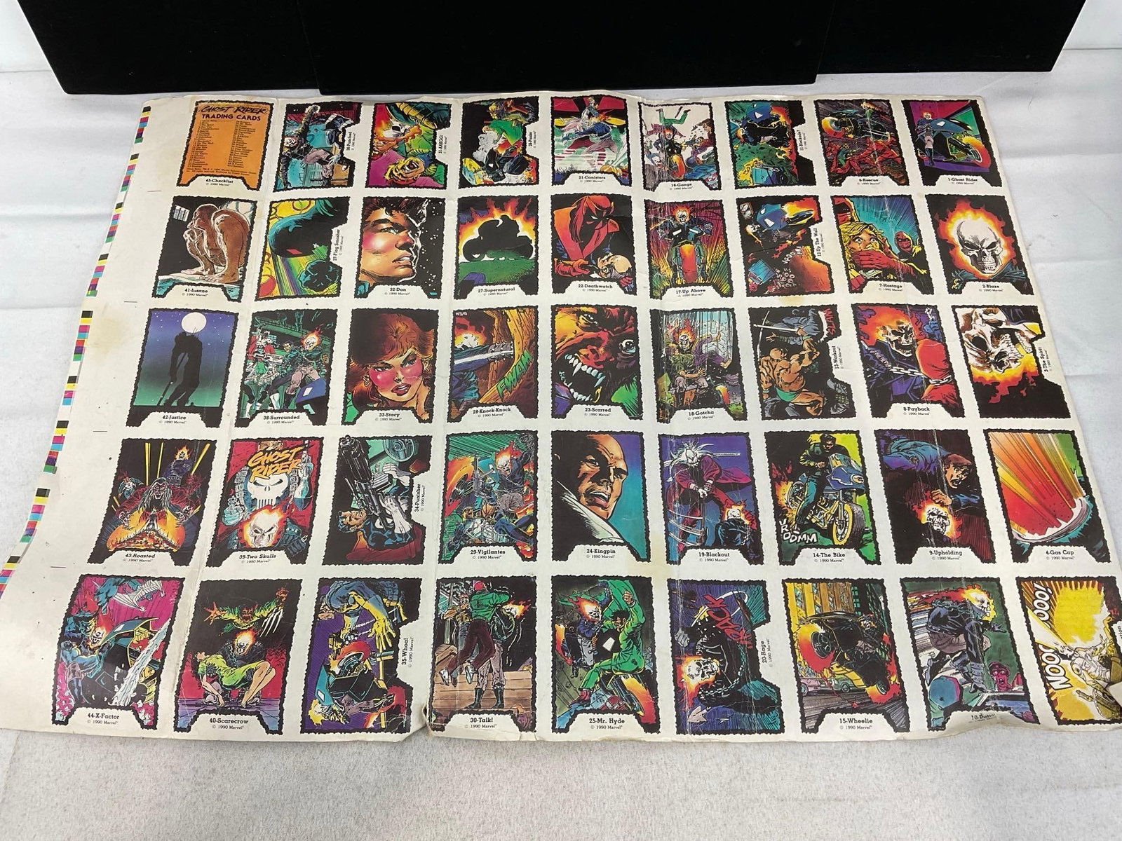 Vintage 1990 Marvel Ghost Rider Complete Set of 45 Cards, in single uncut sheet - 4