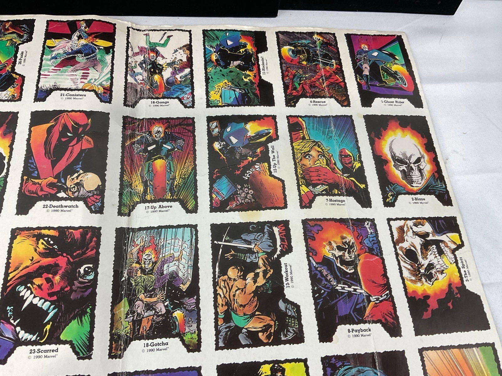 Vintage 1990 Marvel Ghost Rider Complete Set of 45 Cards, in single uncut sheet - 7