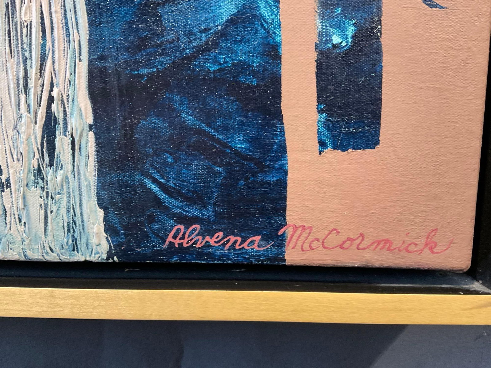 Large Signed Original Watercolor on Canvas, Birch Tree Forest, 36x46 inches, Signed Alvena McCorm... - 4
