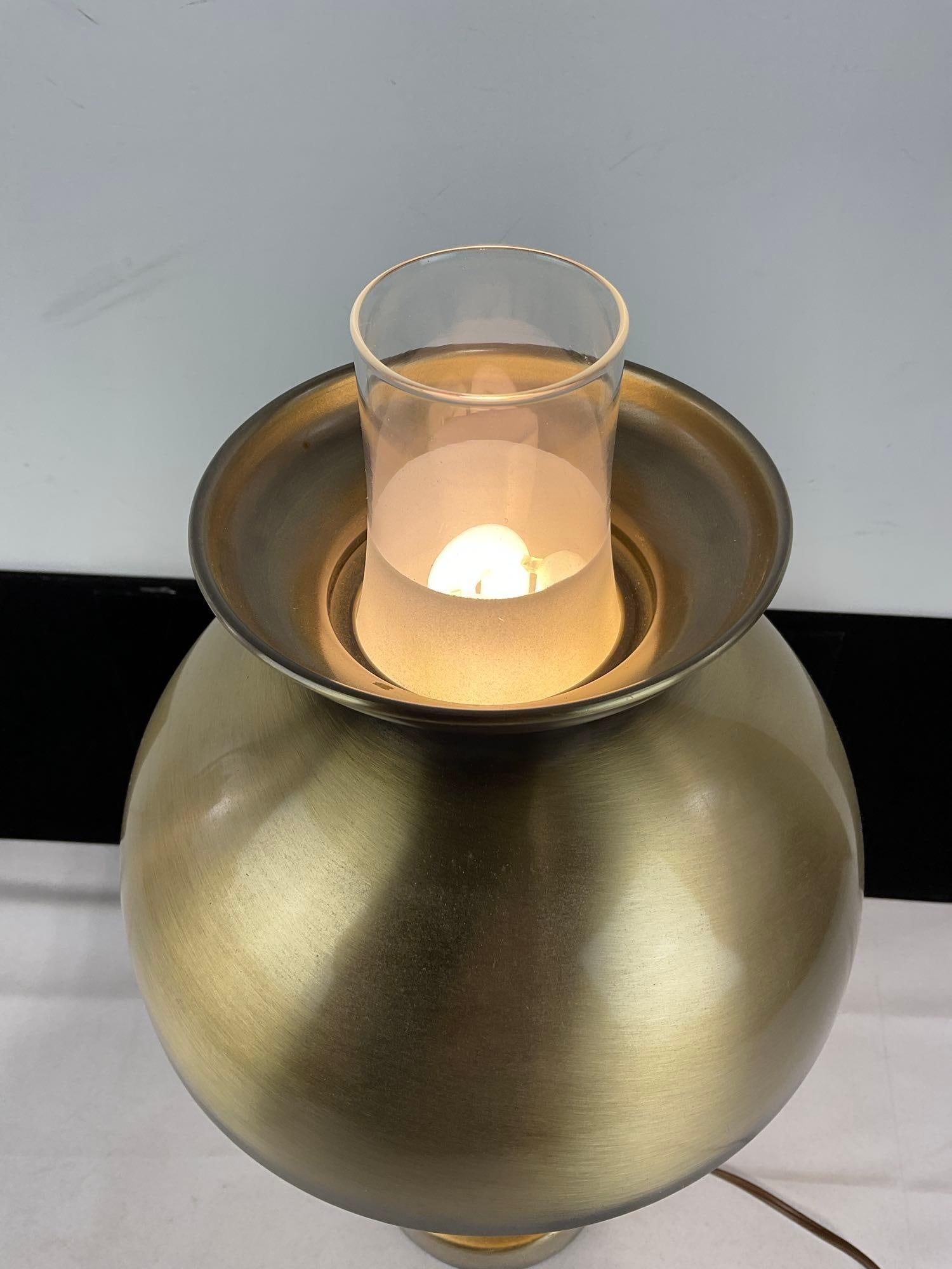 Brushed Brass GWTW Style Parlor Lamp, Electric, tested & working, 19x9x9 inches - 2