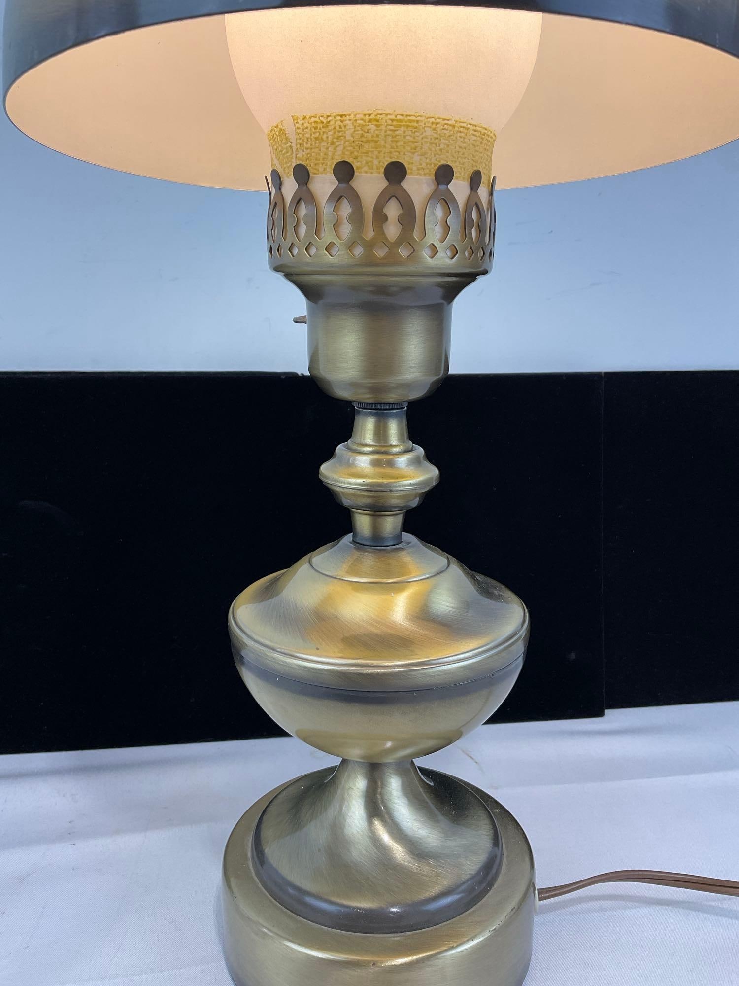 Brushed Brass GWTW Style Parlor Lamp, Electric, tested & working, 19x9x9 inches - 3