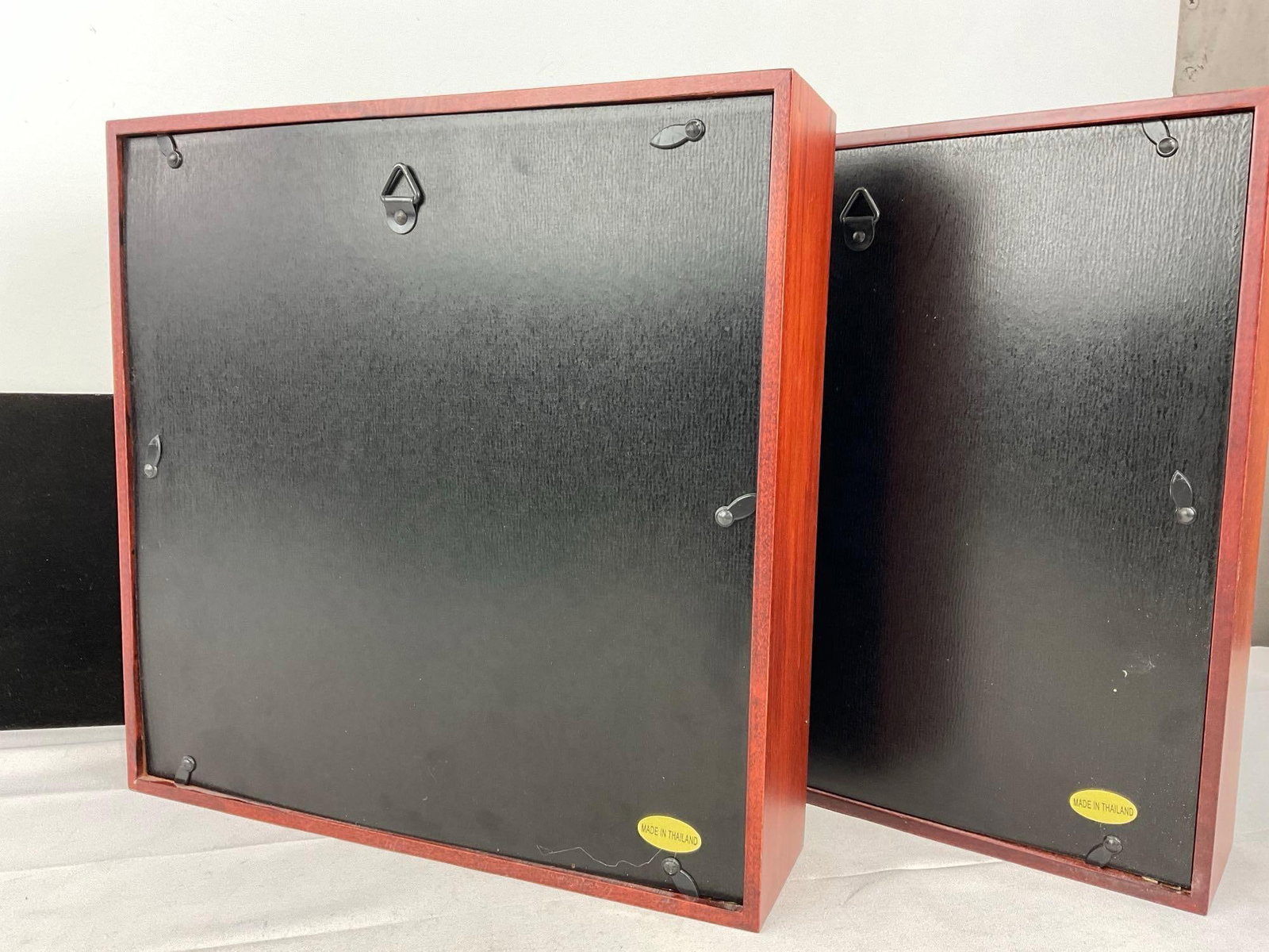Pair of Geometric Shadowboxes, 14x14 inches, cherry style wood - 5