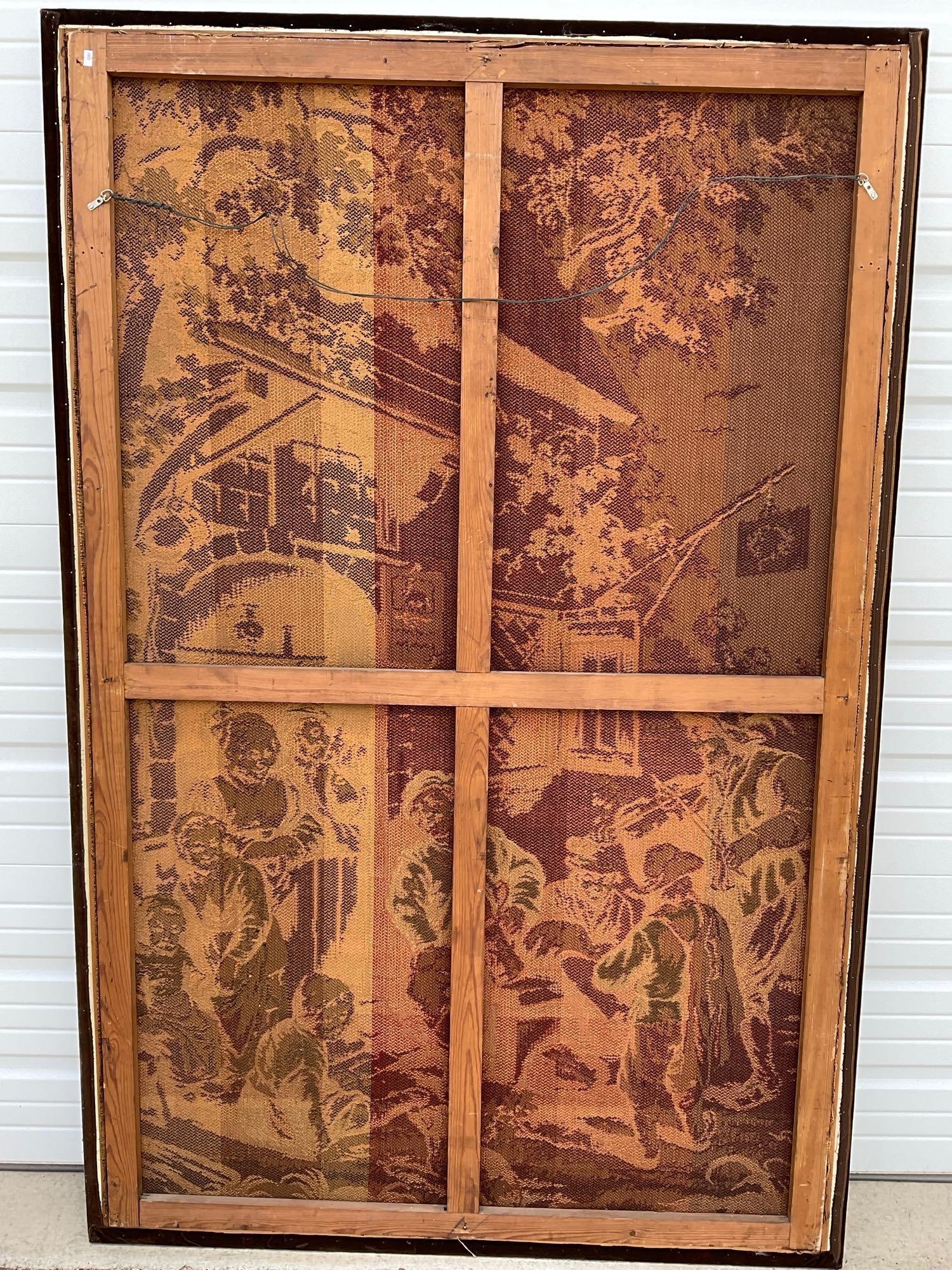 Large Antique? Framed French Wall Hanging Tapestry, 81x53 inches, from Adriaen Van Ostade etching - 7