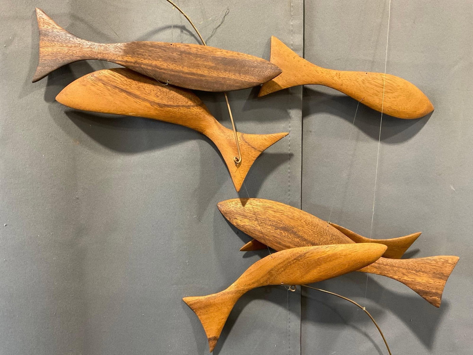 Flensted Floating Fish Mobile, needs some TLC, Smooth Wood Fish & Seahorses - 2