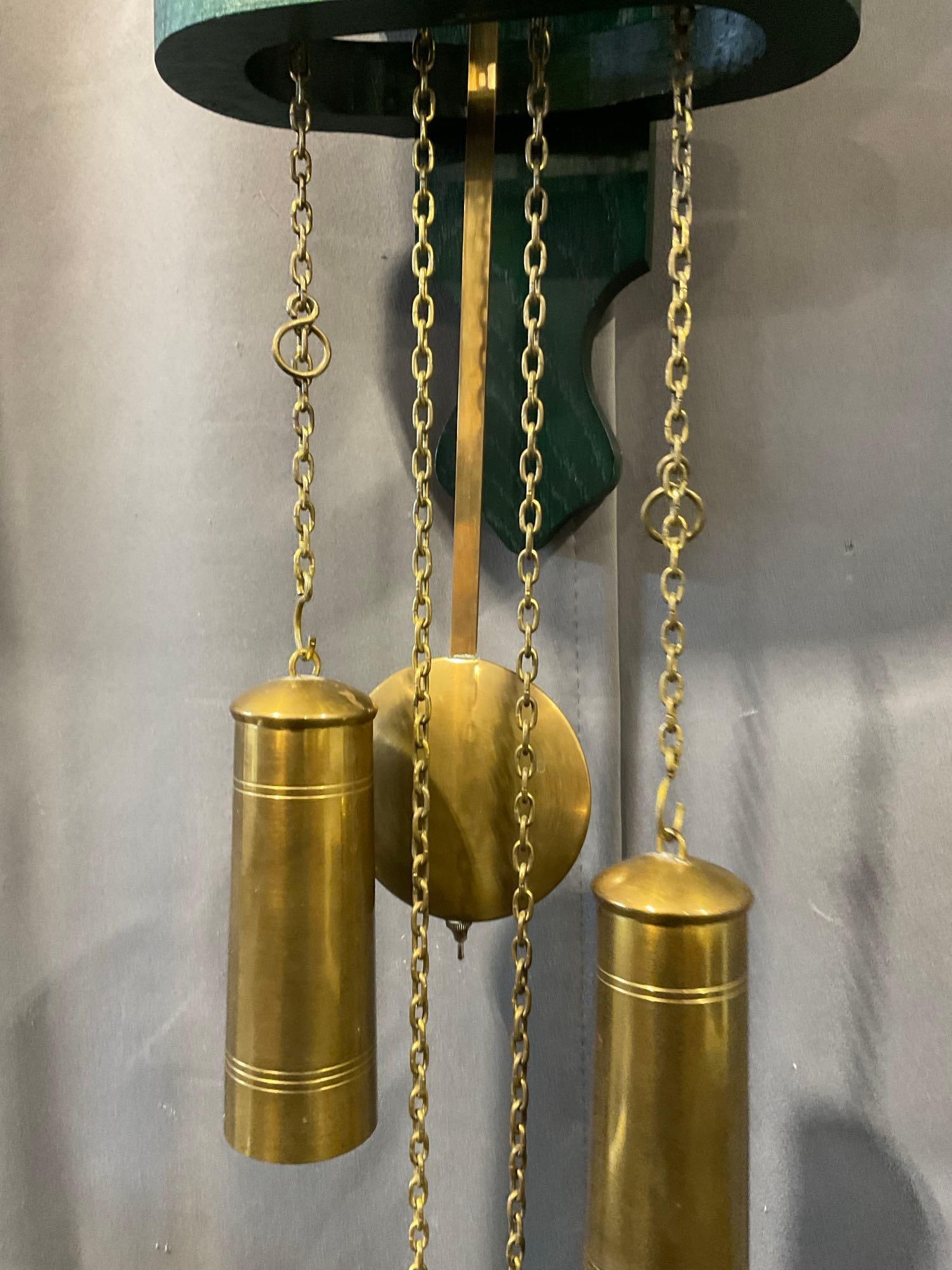 Vintage Green Case Dutch Scippertje Wall Clock, w/Pendulum, 2 weights - 4
