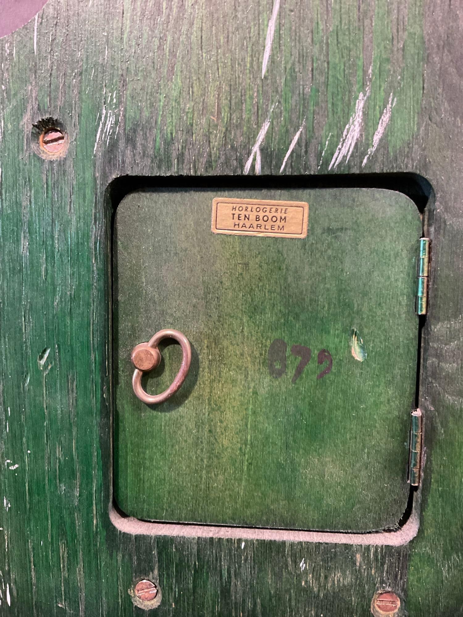 Vintage Green Case Dutch Scippertje Wall Clock, w/Pendulum, 2 weights - 6