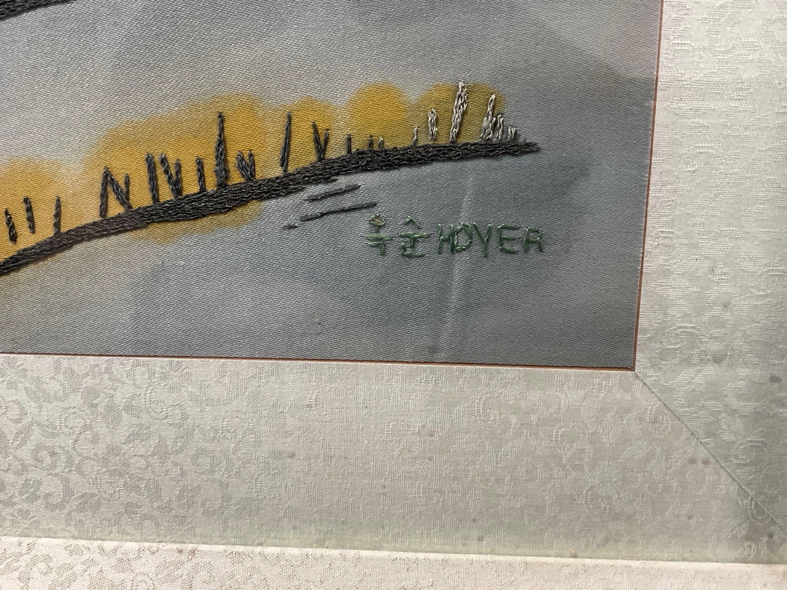 Framed Vintage Chinese Embroidery, Autumn Evening, 20x35 inches - 4