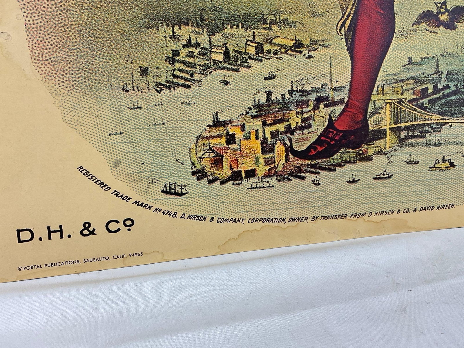 Vintage 1897 Mephisto Cigars Poster, Giant Man in Red & Yellow Costume, 22h x 30w inches - 2