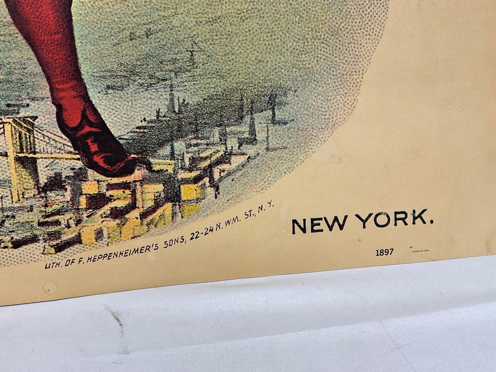 Vintage 1897 Mephisto Cigars Poster, Giant Man in Red & Yellow Costume, 22h x 30w inches - 3