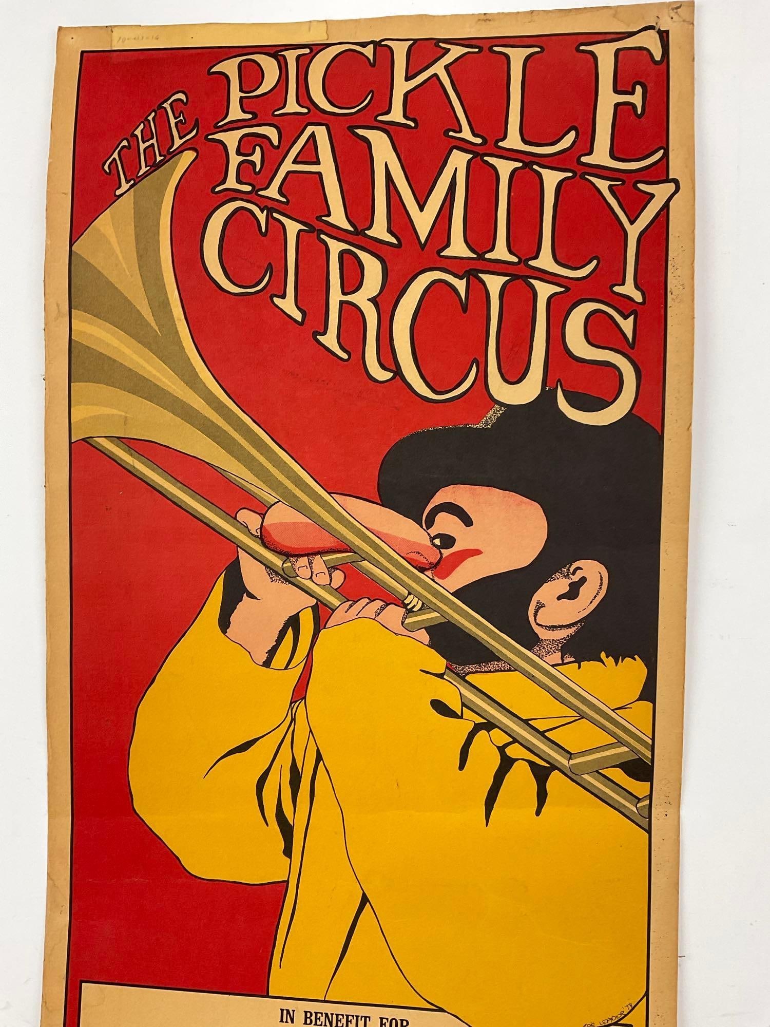 Vintage approx 1980s The Pickle Family Circus Langley WA, Poster 29 x 12 inches, Red & Yellow - 2
