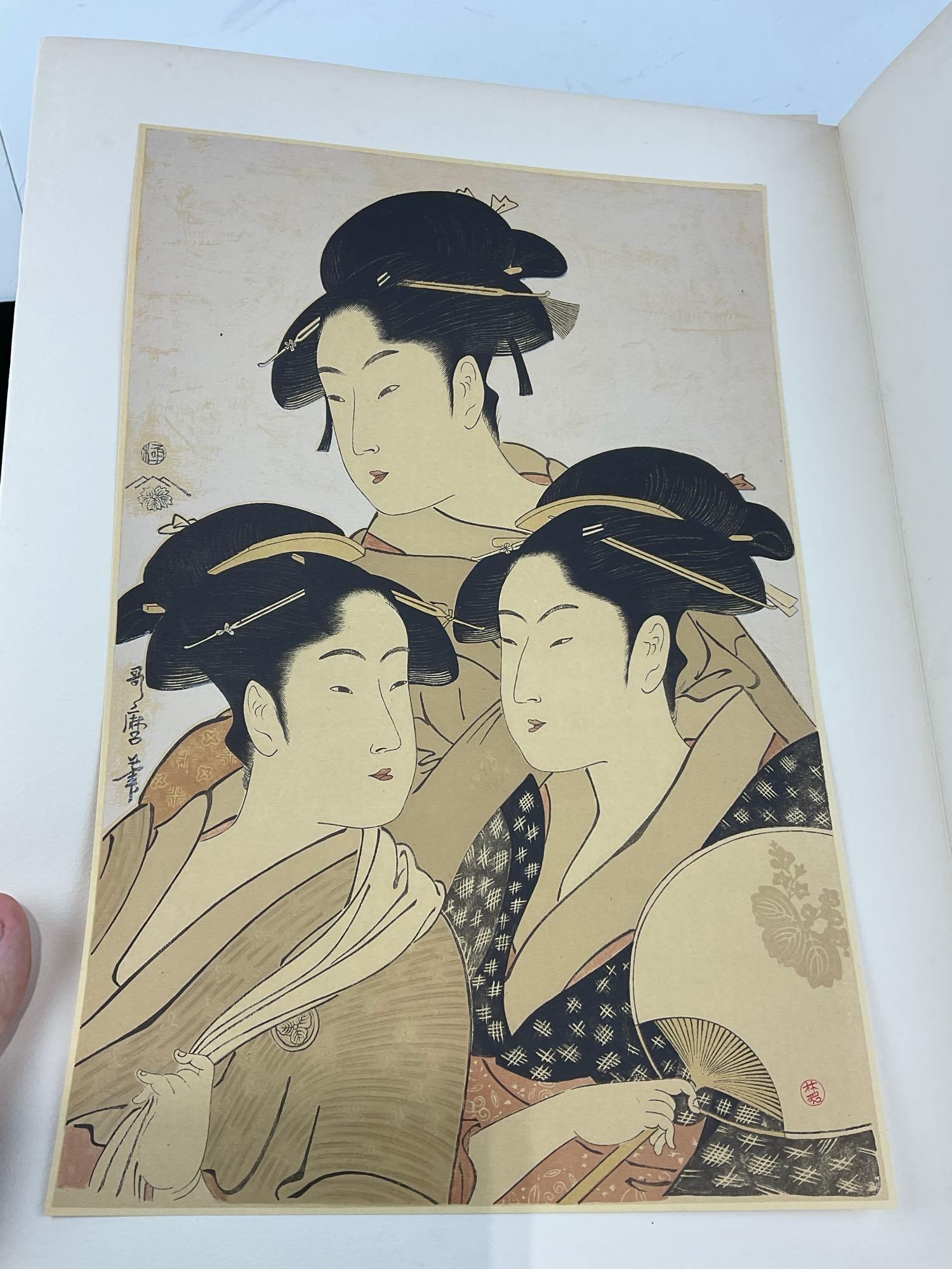 Set of 6 Japanese Color Lithograph Prints by Kitagawa Utamaro, 20x15 inches - 7