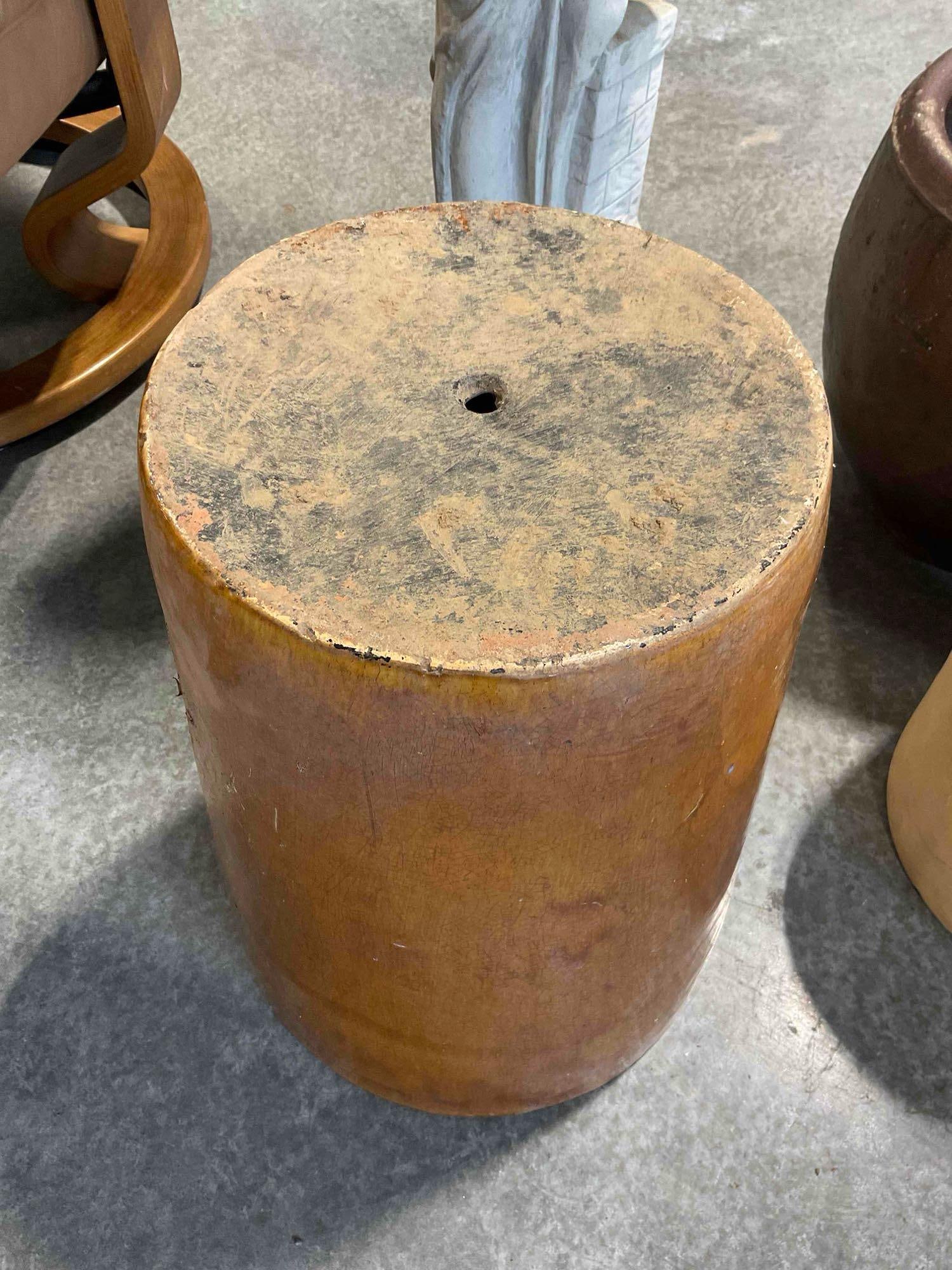 Burnt Orange Glazed Ceramic Planter Pot w/ Crazed Finish. Measures 14" x 14" x 18" See pics. - 6