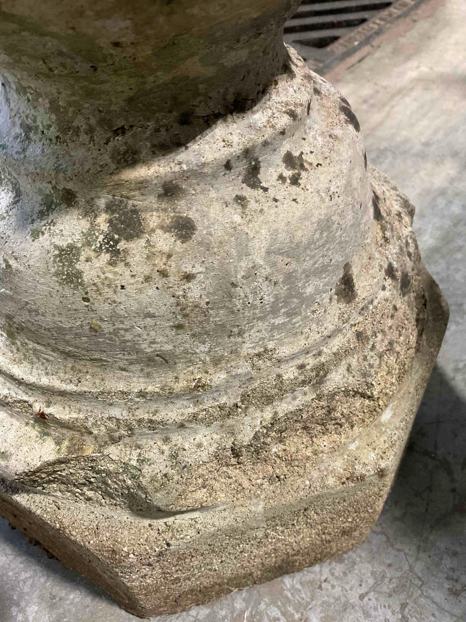 Vintage Concrete Bird Bath w/ Round Basin & Fluted Base. Fair Condition. See pics. - 7