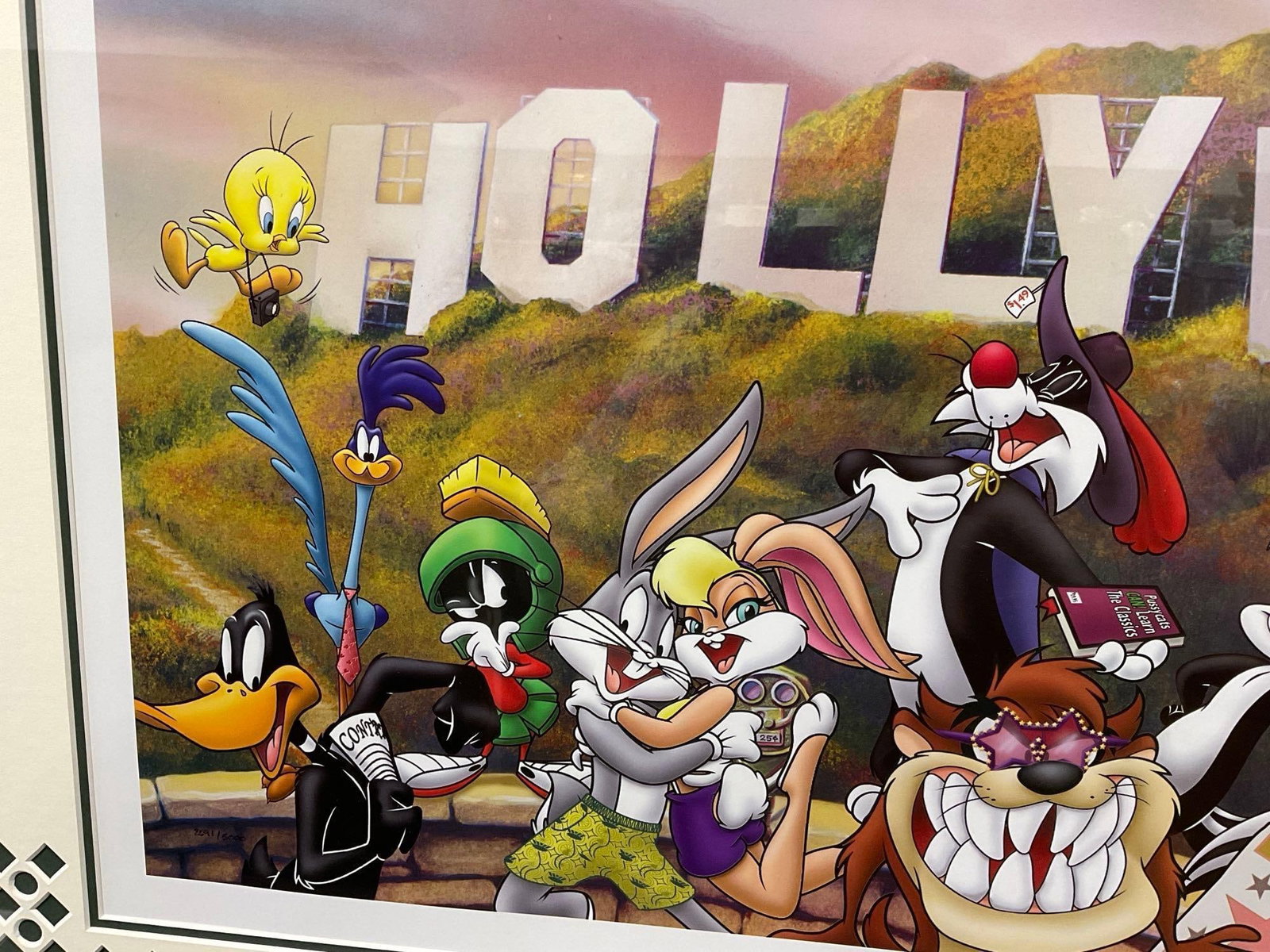 Framed #d 2691/5000 Sericel Looney Tunes at the Hollywood Sign, 24x38 inches - 2