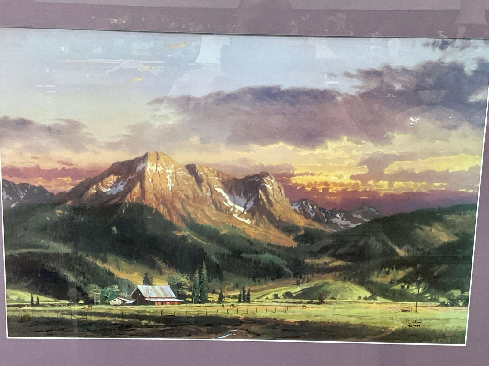Framed Signed & #d 953/1984, titled Dusk in the Valley, by Thomas Kincaid, earlier years, 30x42 i...: Appears to be in good shape. The piece measures approx 30h x 42w x 3d inches. See pics. E-5980