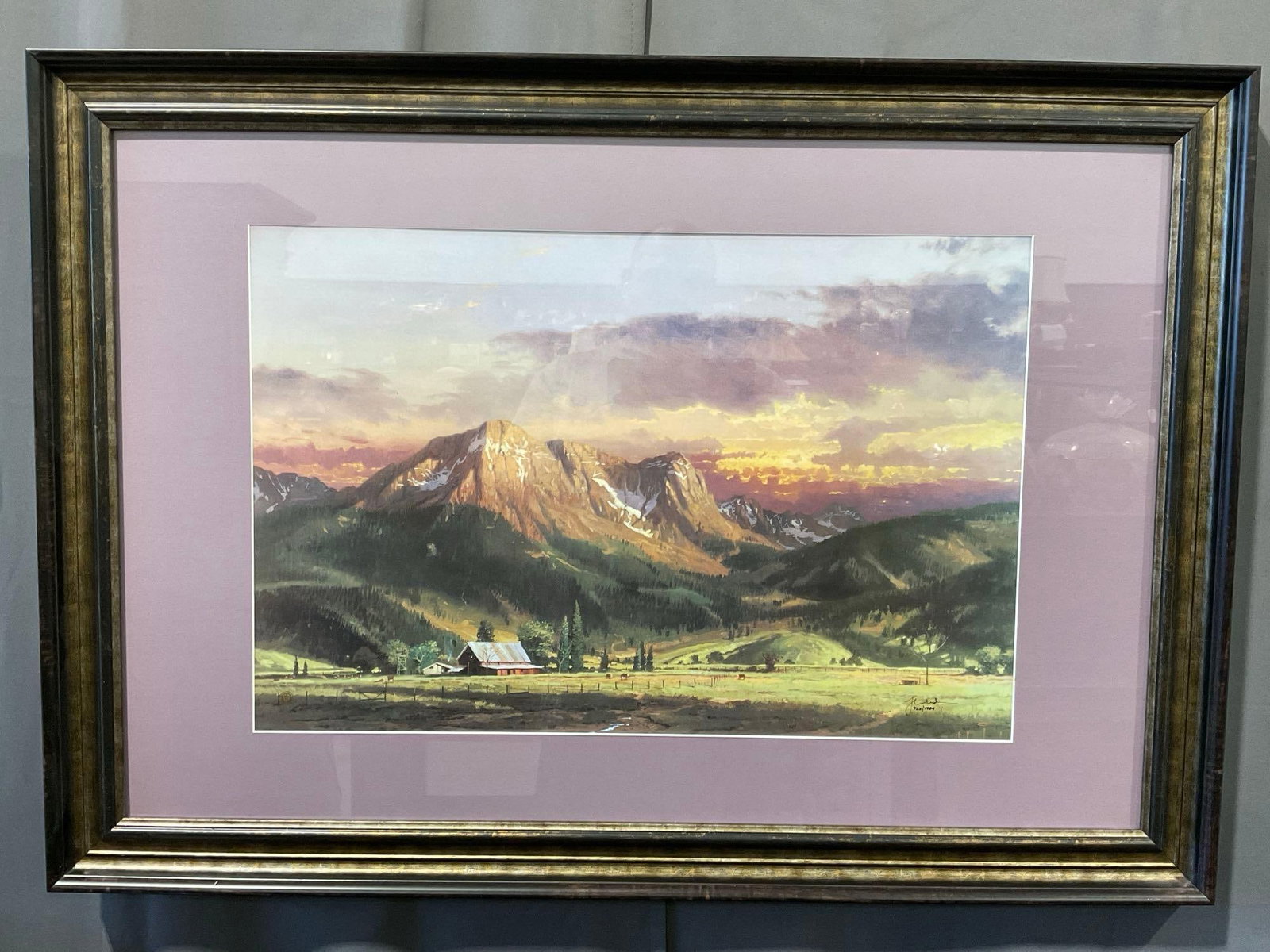 Framed Signed & #d 953/1984, titled Dusk in the Valley, by Thomas Kincaid, earlier years, 30x42 i... - 2