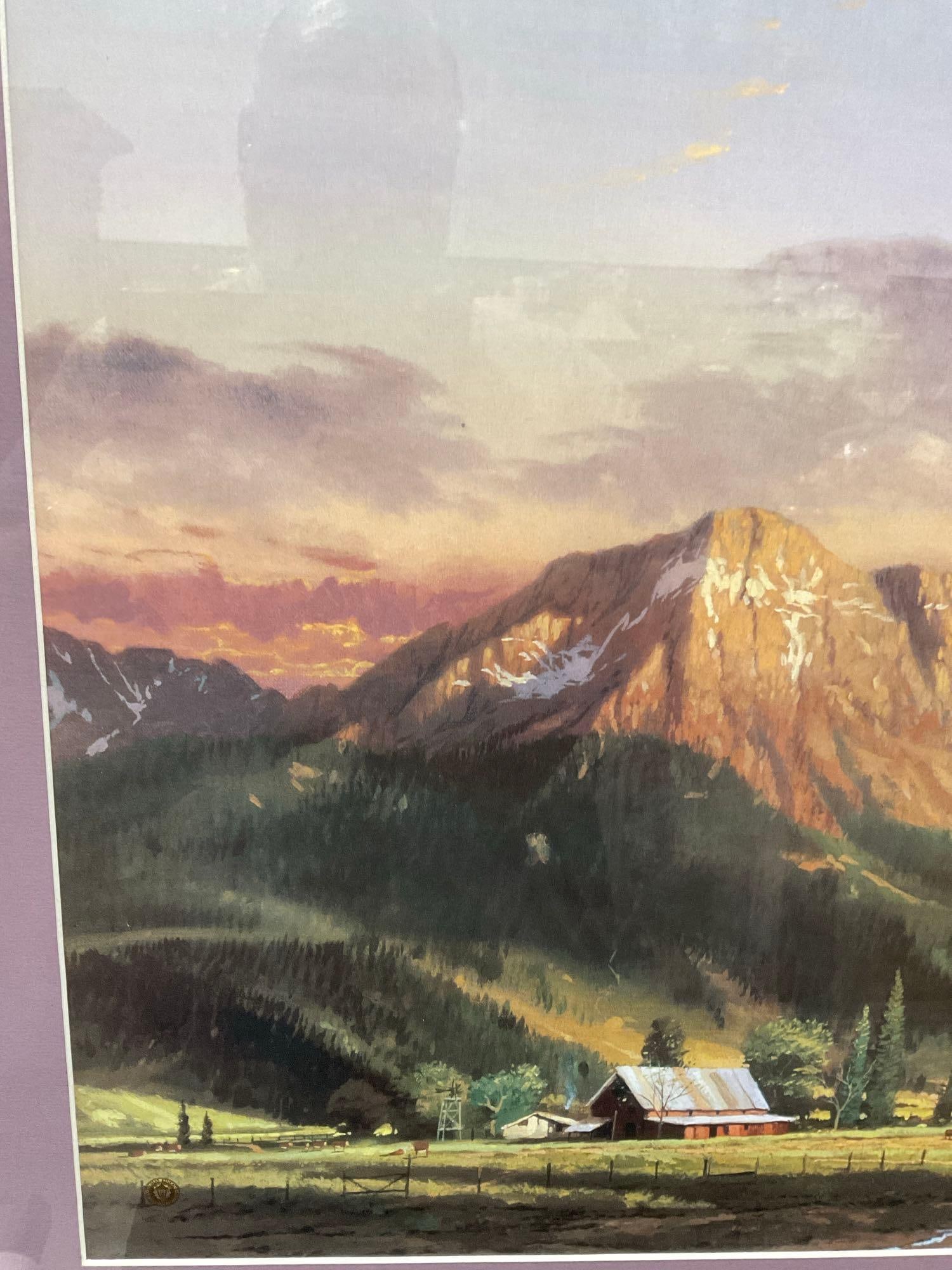 Framed Signed & #d 953/1984, titled Dusk in the Valley, by Thomas Kincaid, earlier years, 30x42 i... - 3