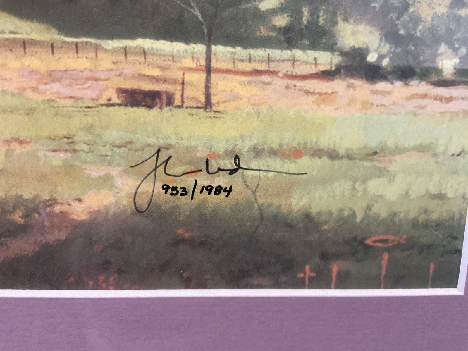 Framed Signed & #d 953/1984, titled Dusk in the Valley, by Thomas Kincaid, earlier years, 30x42 i... - 6