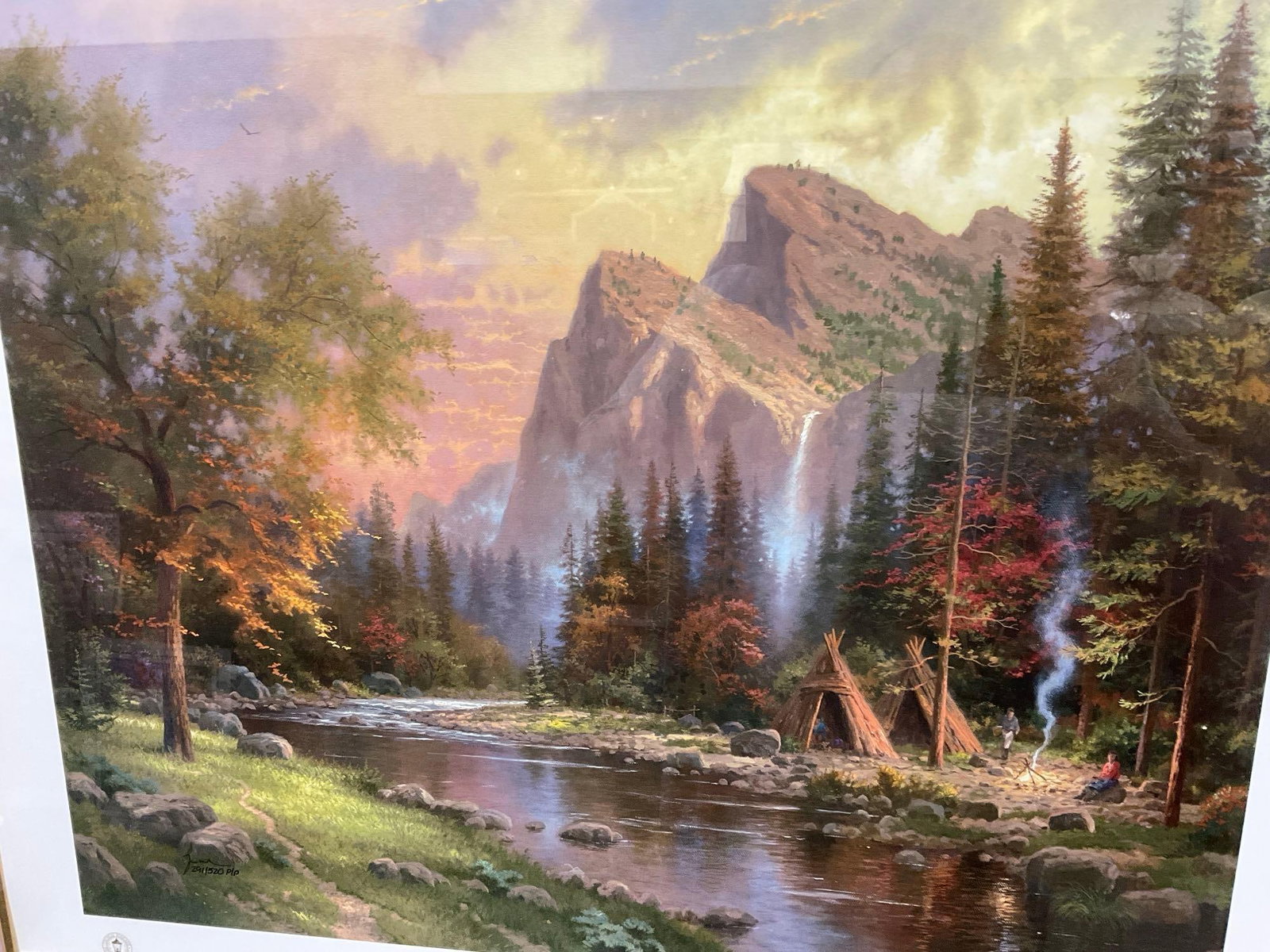 Framed Signed #d 291/520 P/P, The Mountains Declare His Glory by Thomas Kinkade 34x40 inch - 6