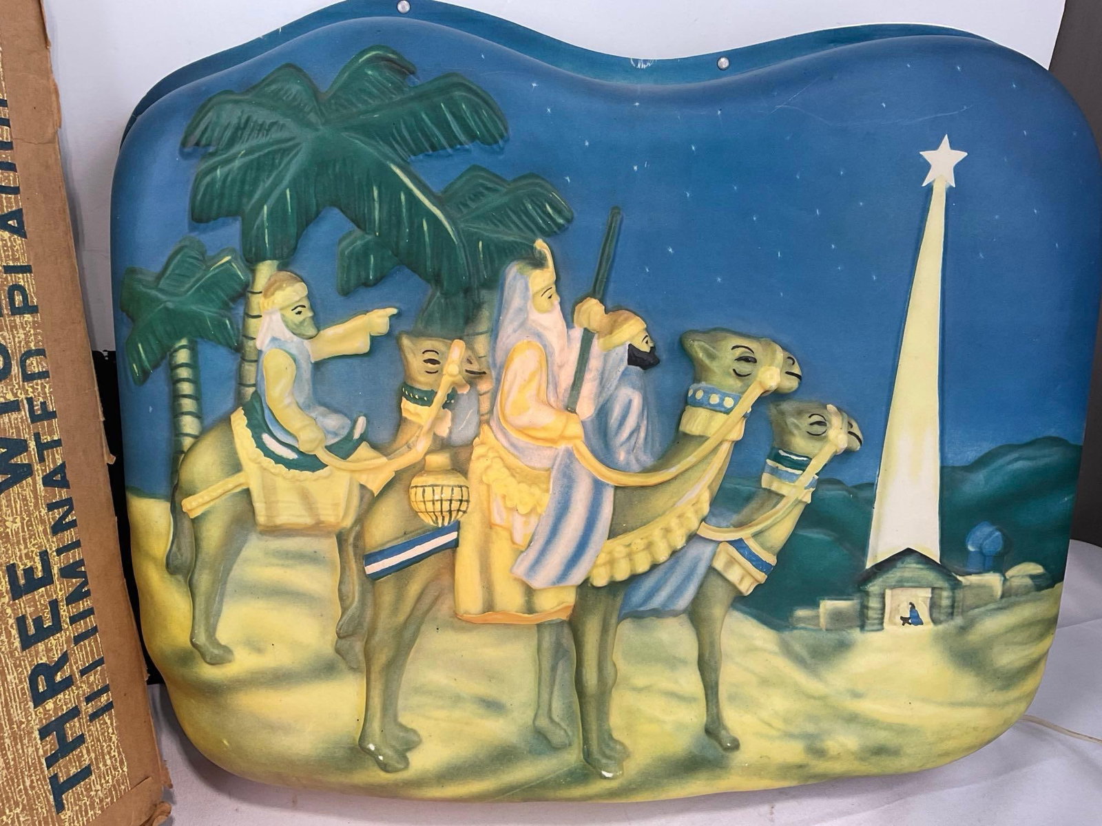 Vintage Paramount No.377 Three Wise Men Religious Illuminated Plaque Sign 16x20 inch in original ... - 3