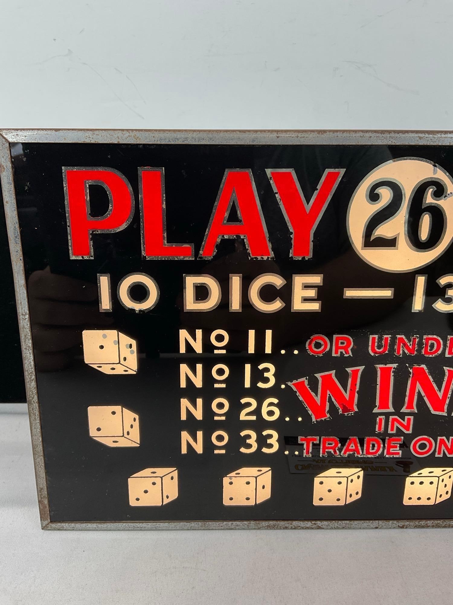 Play 26 Game 10 Dice - 13 Shakes, Gambling Lighted Sign, tested & working, 9x15x6 inches - 2