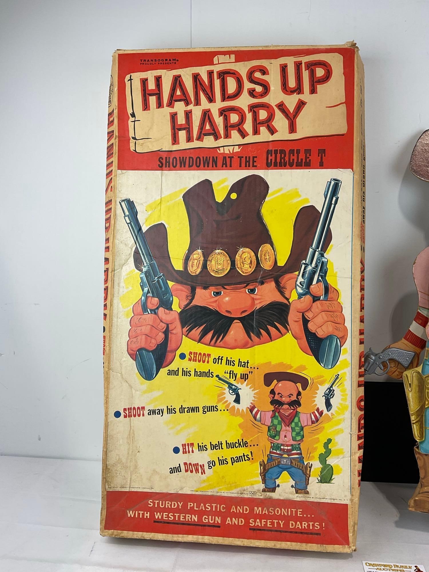 Vintage 1964 Transogram Co. Hands Up Harry Showdown at the Circle T, 31h x 18w x 7d inches - 2