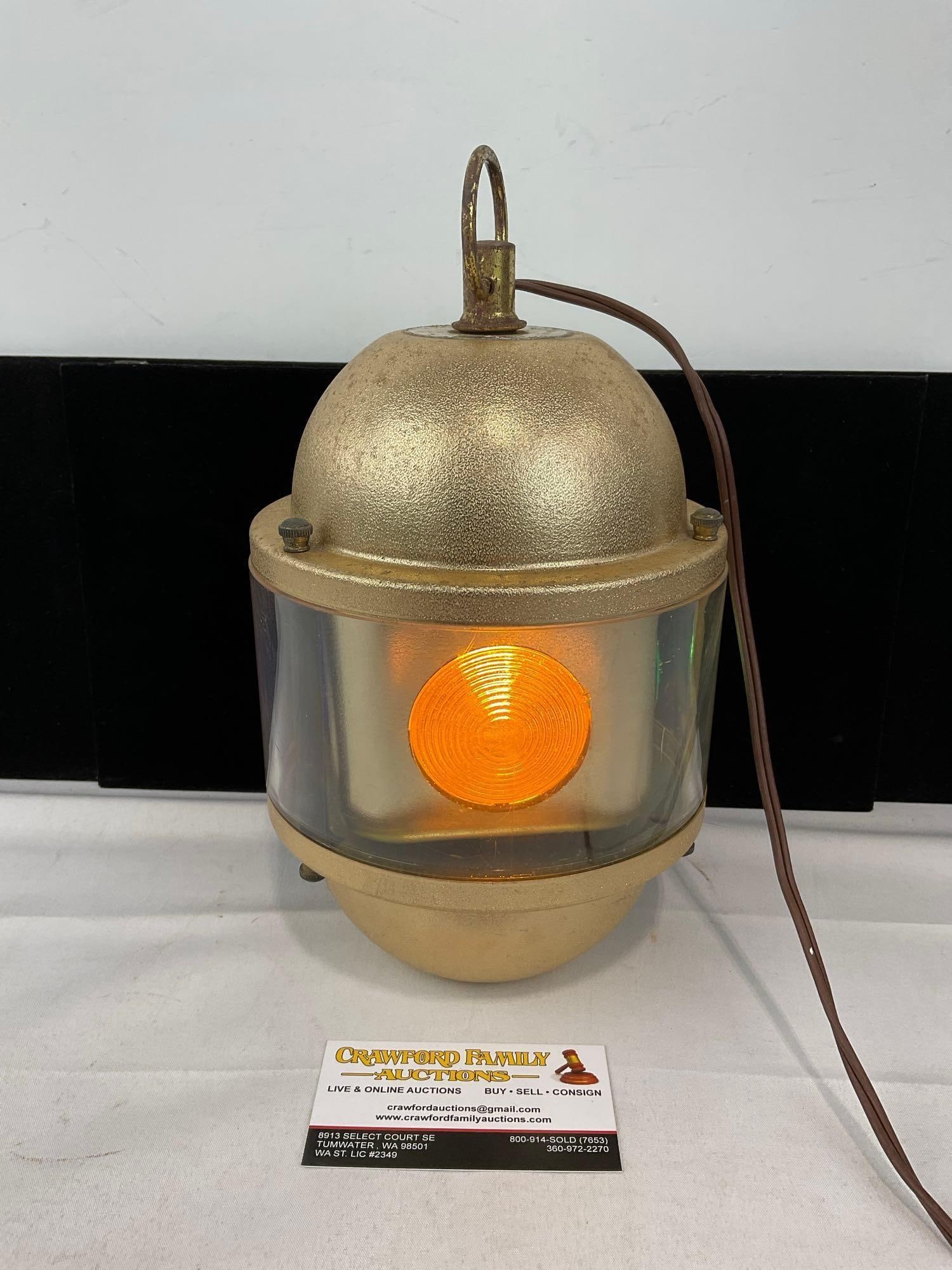 Swiss Golden Beacon Model 160, tested & working, Green/Red/Blue/Yellow Lights Rotating, 12x7x7 inch: Appears to be in good shape. The piece measures approx 12h x 7w x 7d inches. See pics. E-6120