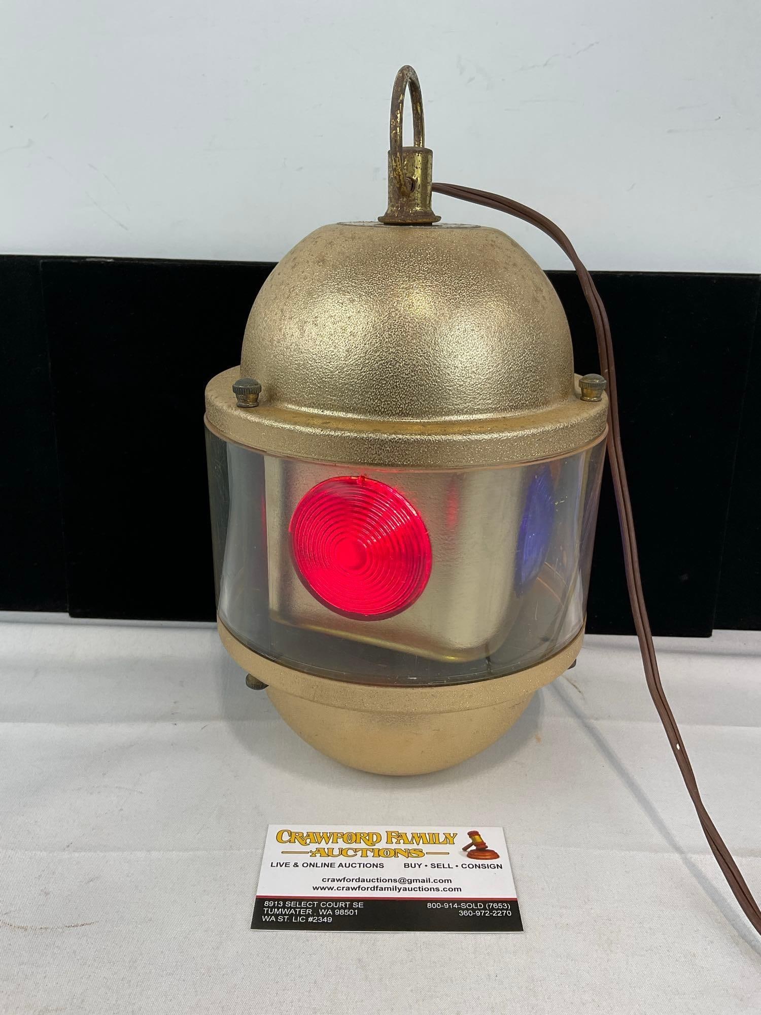 Swiss Golden Beacon Model 160, tested & working, Green/Red/Blue/Yellow Lights Rotating, 12x7x7 inch - 2