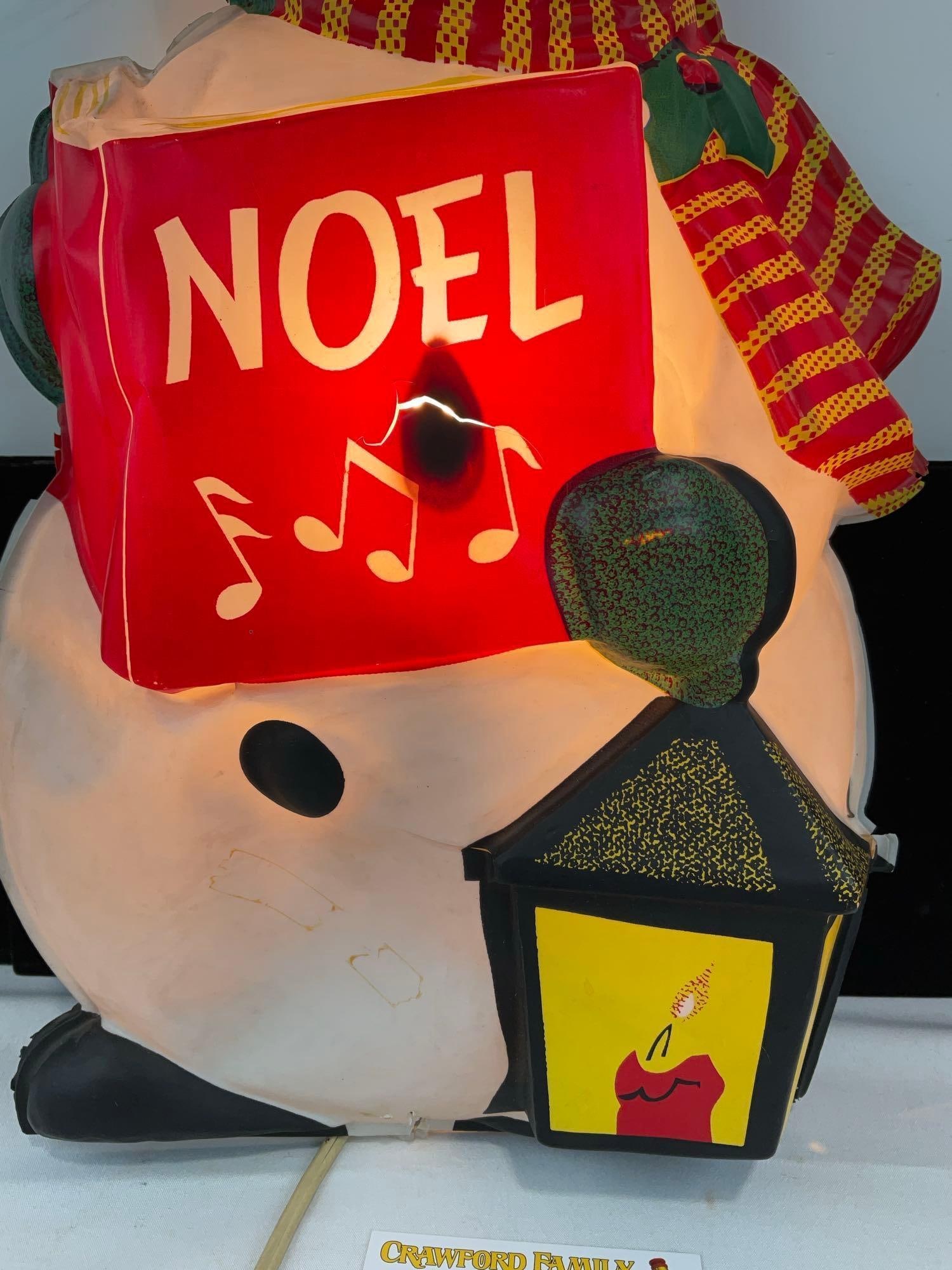 Vintage Cat. No. 41-J Snowman Noel, LA Goodman MFG Co. Lighted Sign, 24x15x8 inches - 3