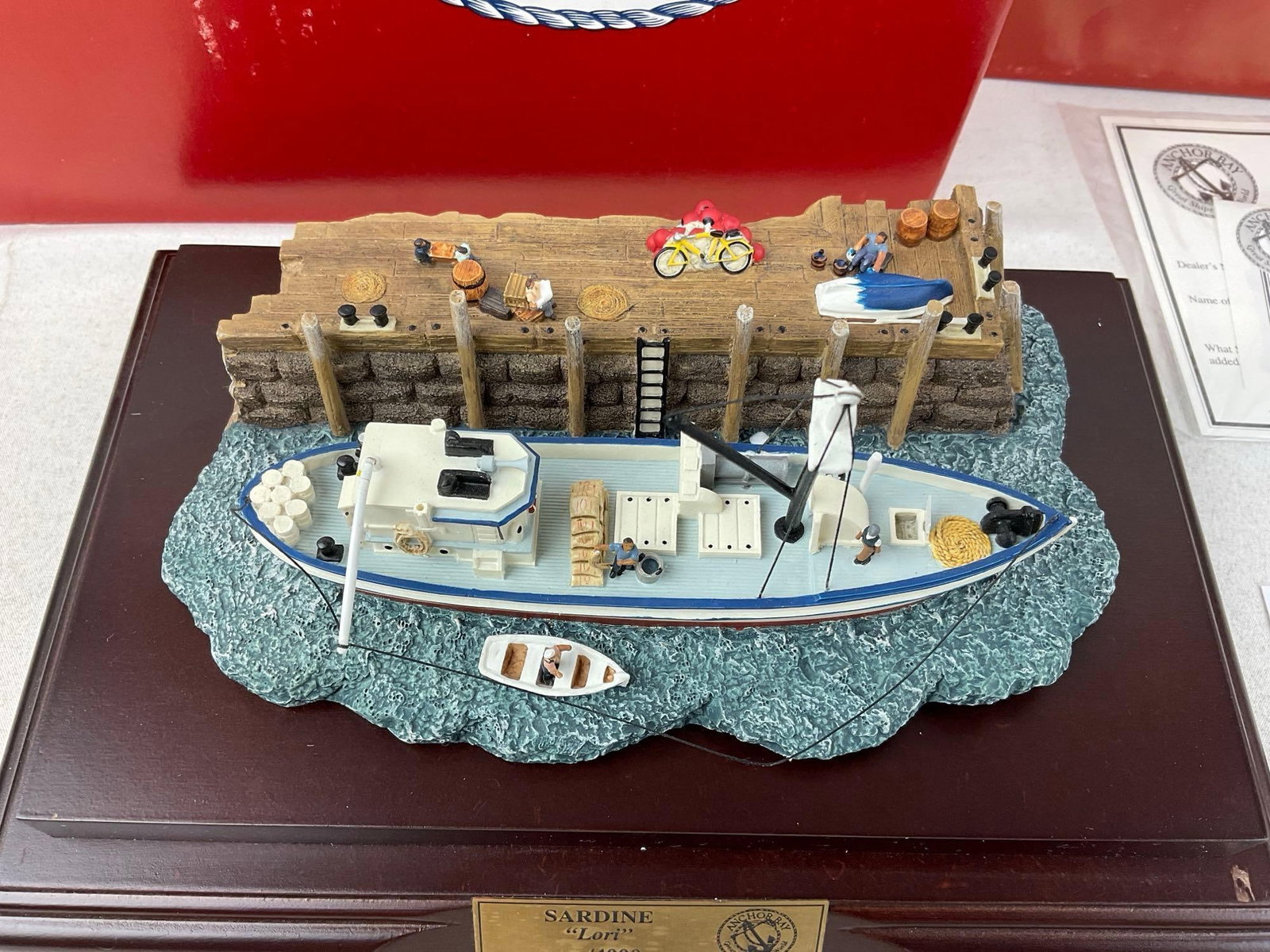Anchor Bay Collectible, in pair of boxes, Sardine Lori #494/4000, w/COA, Resin Boat & Dock Scene - 3