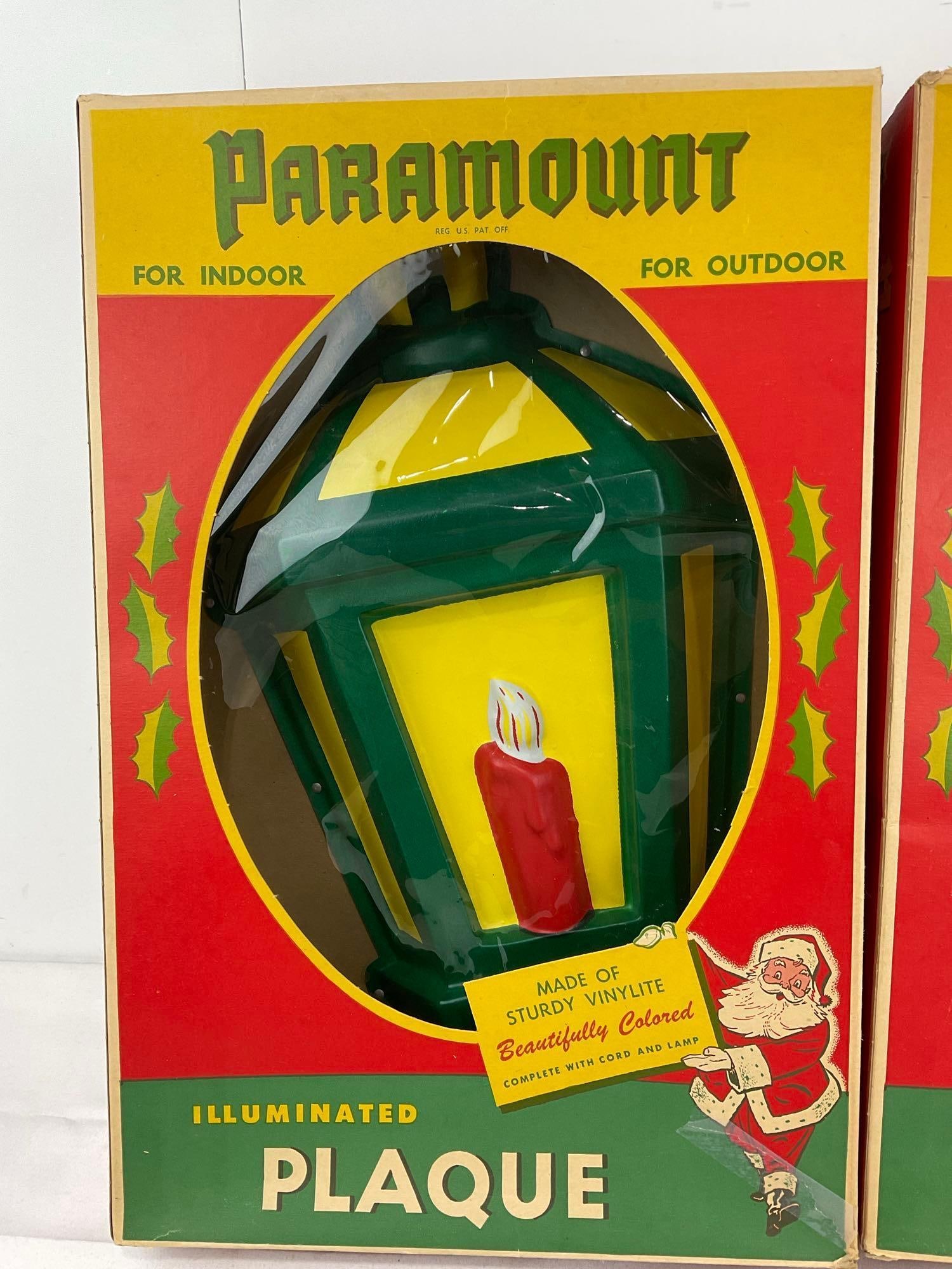 Pair of 1950s Paramount Illuminated Plaques, Candle Lantern style, in original boxes - 2