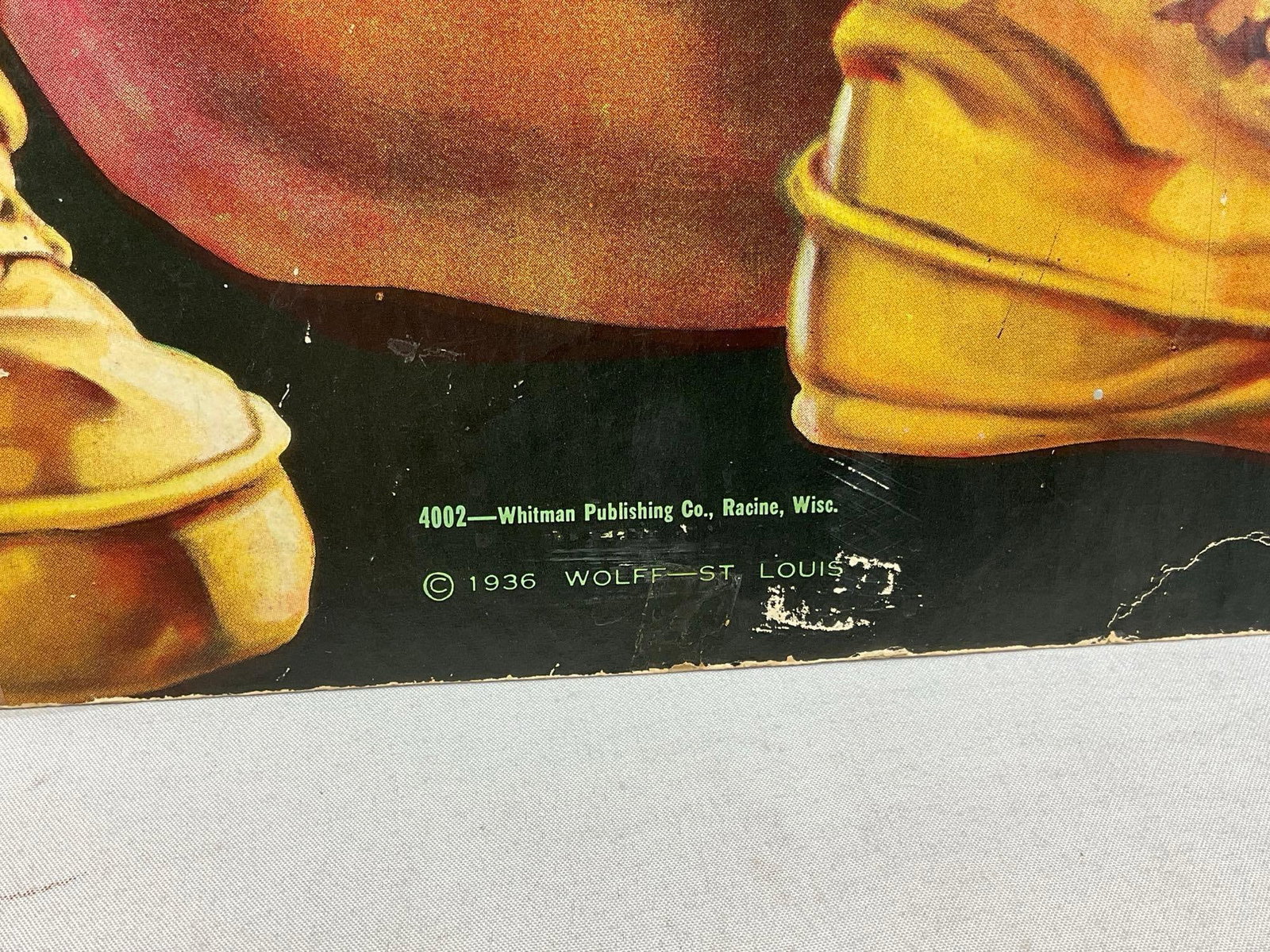 Vintage 1936 Heavy Cardboard Santa Claus Prop Up Sign, Whitman Publishing, 33h x 21w x 3d inches - 4
