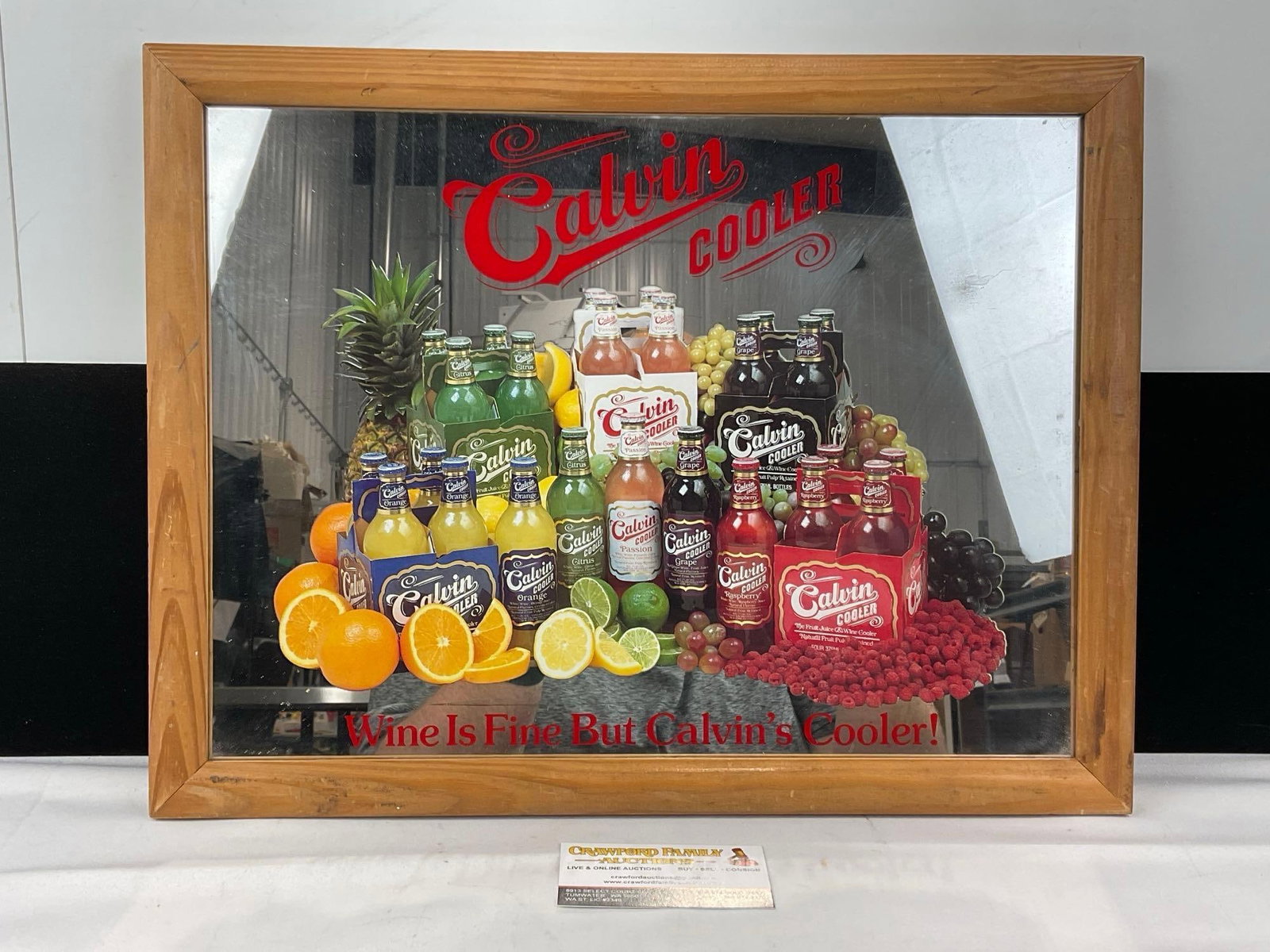 Calvin Cooler Wine Cooler Bar Mirror, 15x19 inches, Wine is Fine but Calvins Cooler (1 of 5)