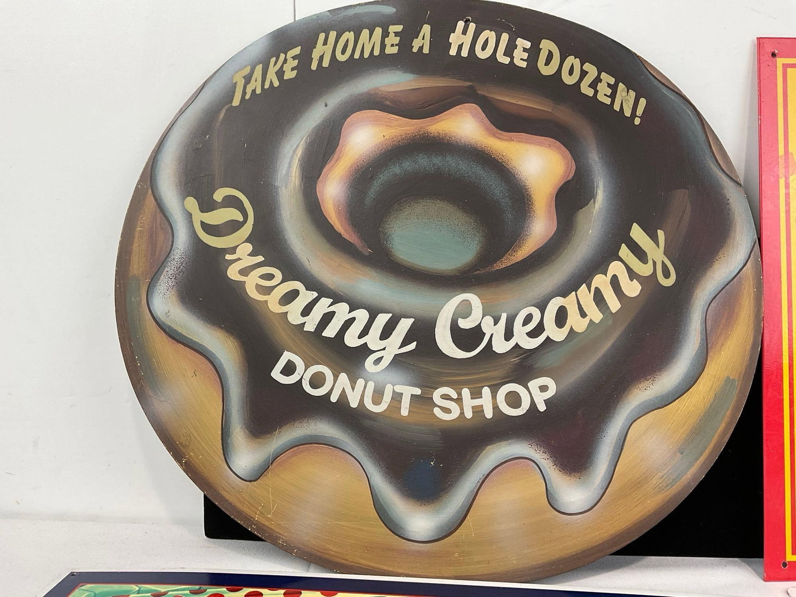 Dreamy Creamy Donut Shop Sign & 3 Repro Signs, Popsicle, Armour Franks & Sugar Daddy - 2
