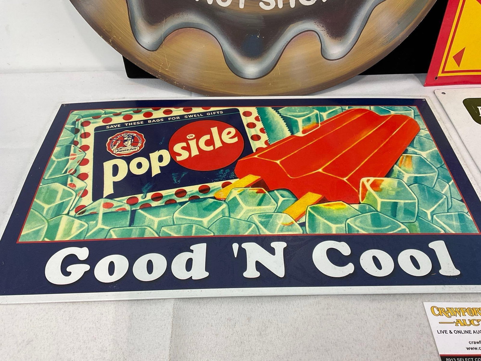 Dreamy Creamy Donut Shop Sign & 3 Repro Signs, Popsicle, Armour Franks & Sugar Daddy - 3
