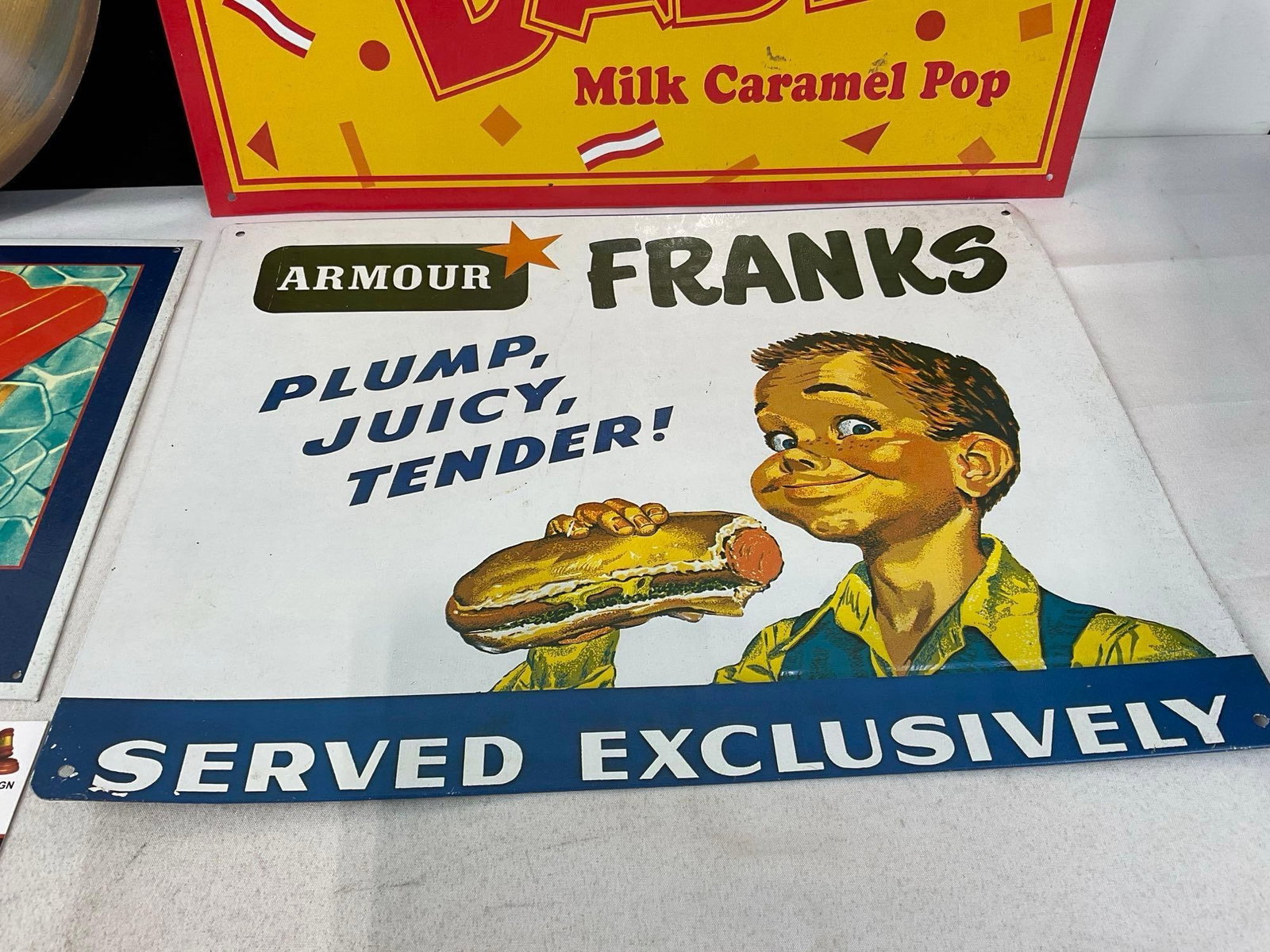 Dreamy Creamy Donut Shop Sign & 3 Repro Signs, Popsicle, Armour Franks & Sugar Daddy - 5