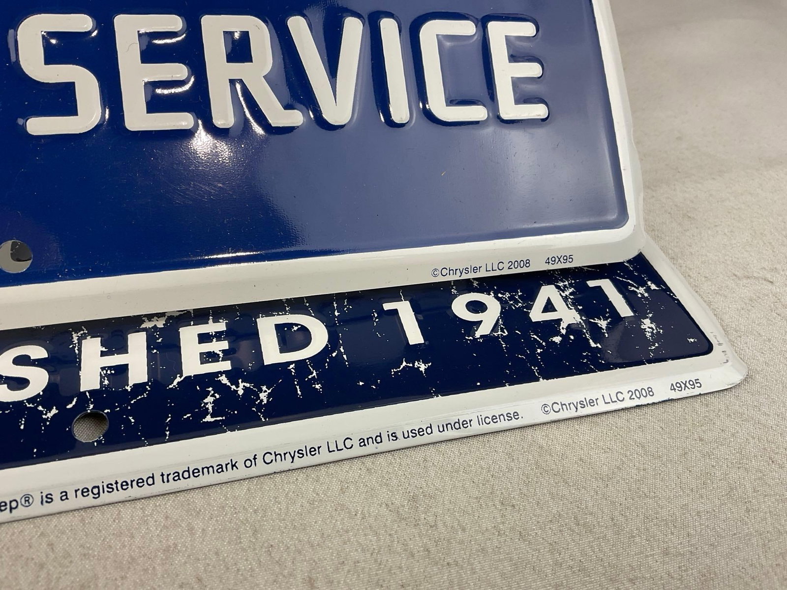 5 Metal Repro Signs, Chevy Corvette, 2x Jeep, Cushman Motor Scooter, & Dodge Trucks - 5