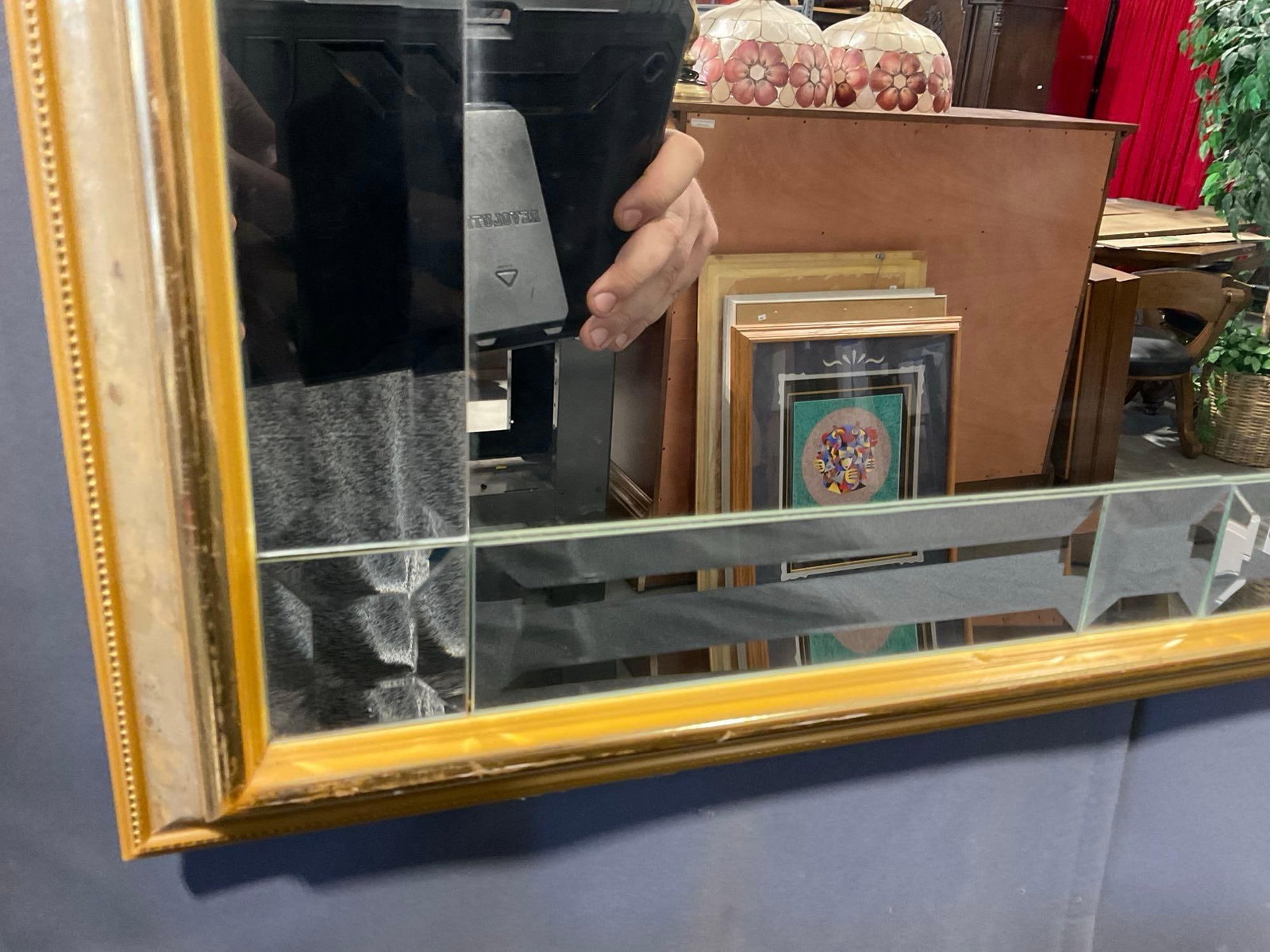 Framed Mirror w/Beveled Accents, Giltwood Frame, 32x25 inches - 3