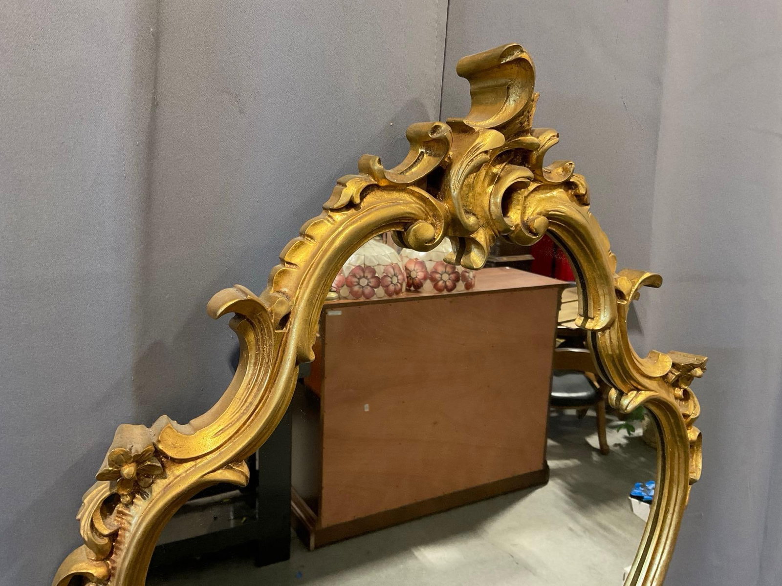 Giltwood Italian Rococo-style Mirror, 34x22x5 inches - 2