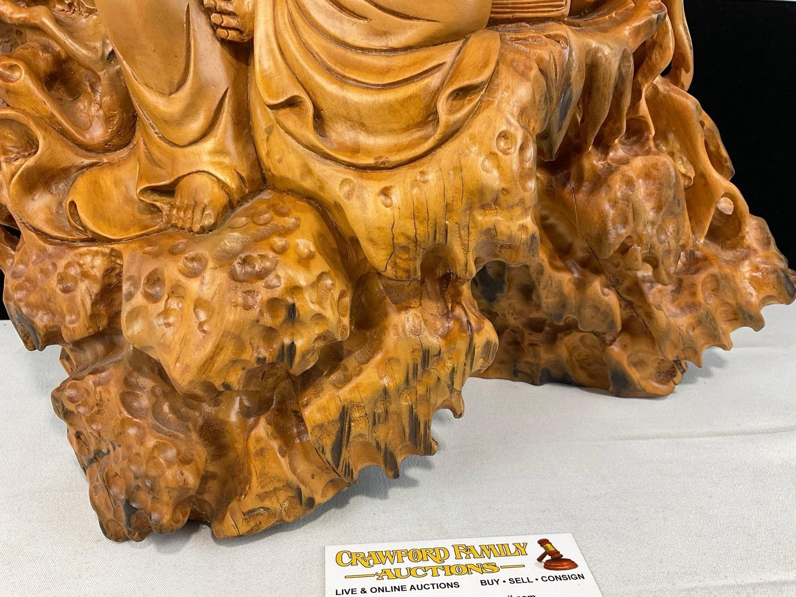 Ornate Carved Wooden Guanyin Bodhisattva Figure, 22x16 inches - 4