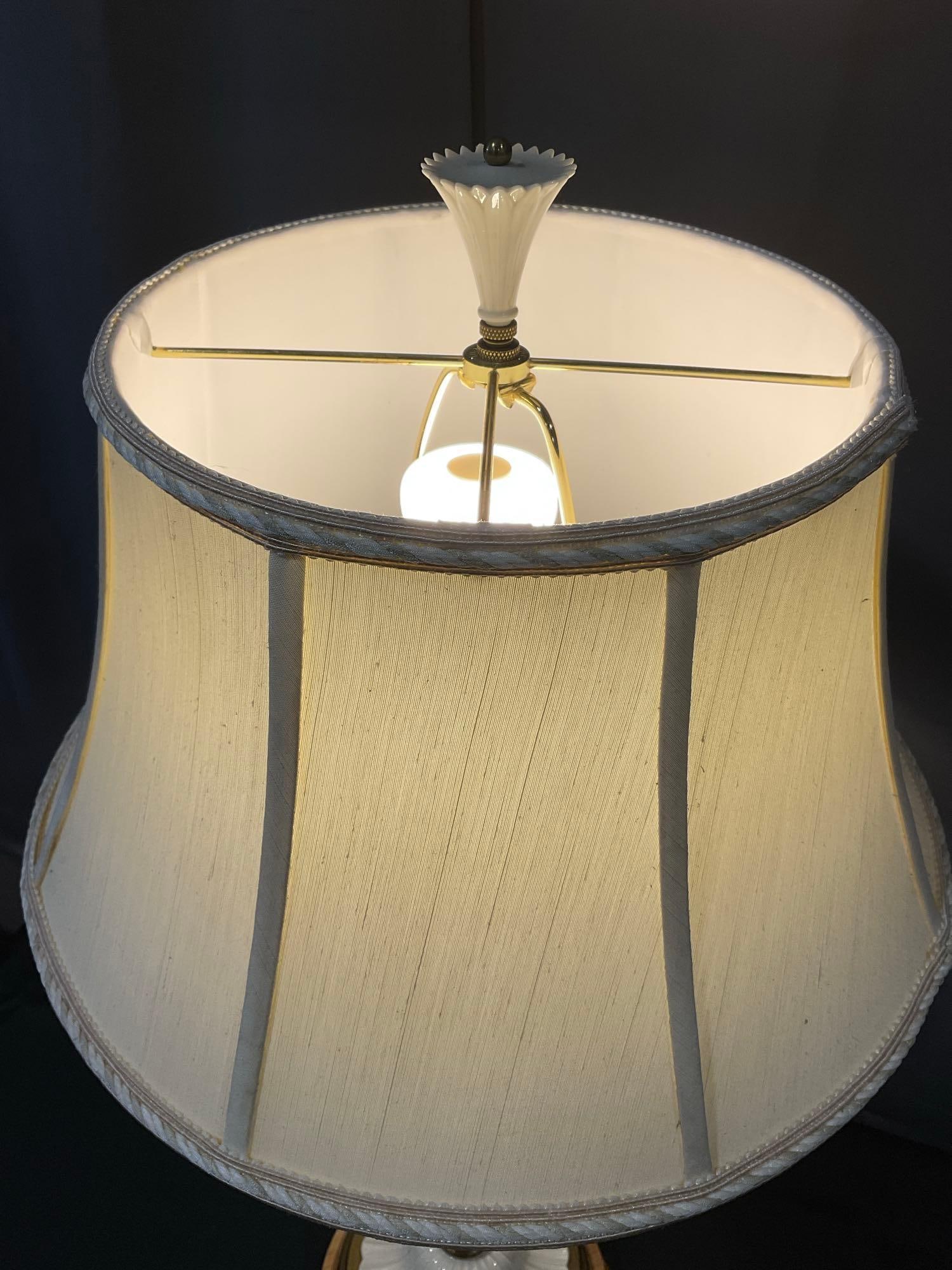Lenox Lamp by Quoizel Porcelain & Brass, tested & working, 33 inches tall - 2