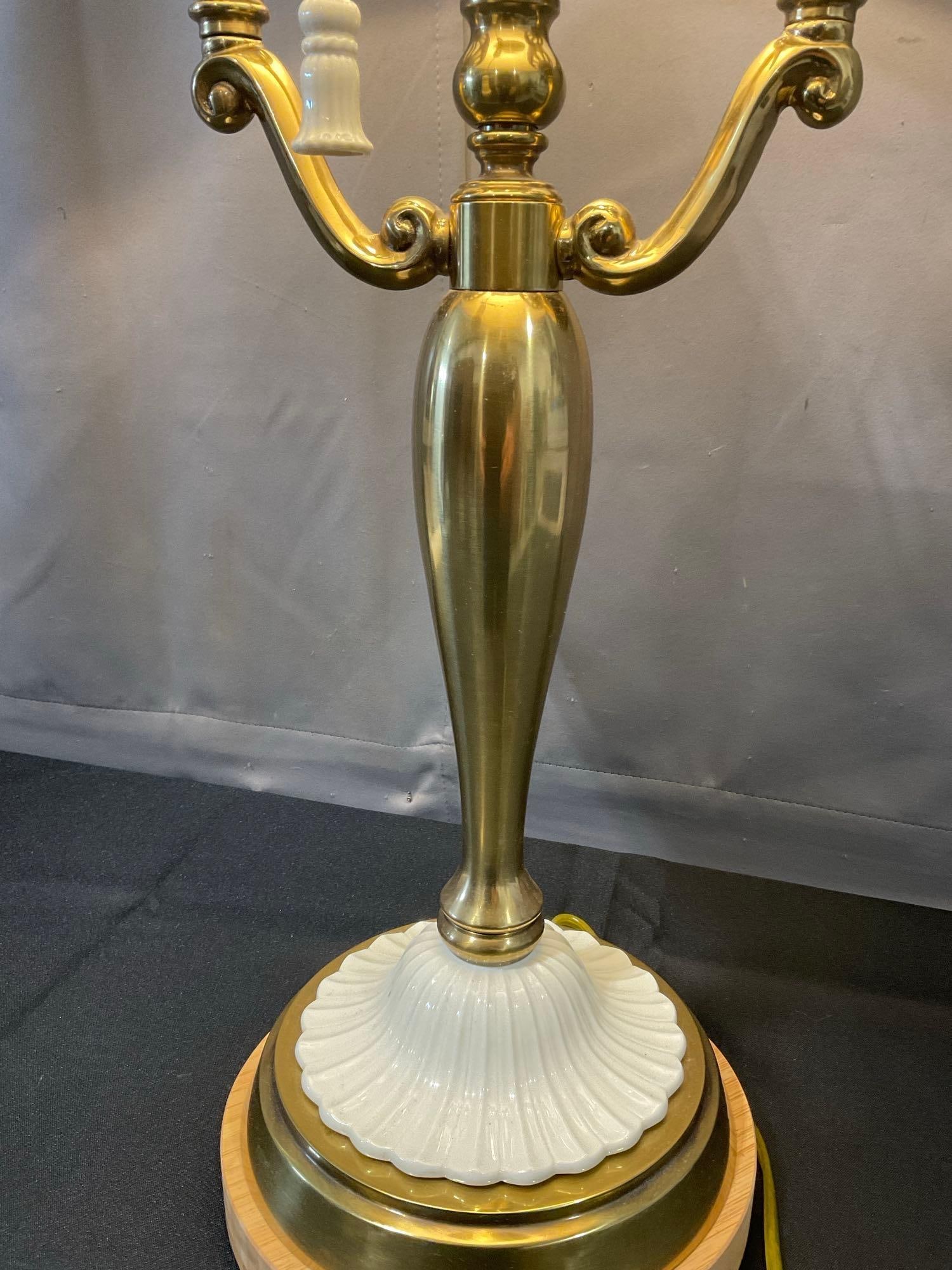 Lenox Lamp by Quoizel Porcelain & Brass, tested & working, 33 inches tall - 3