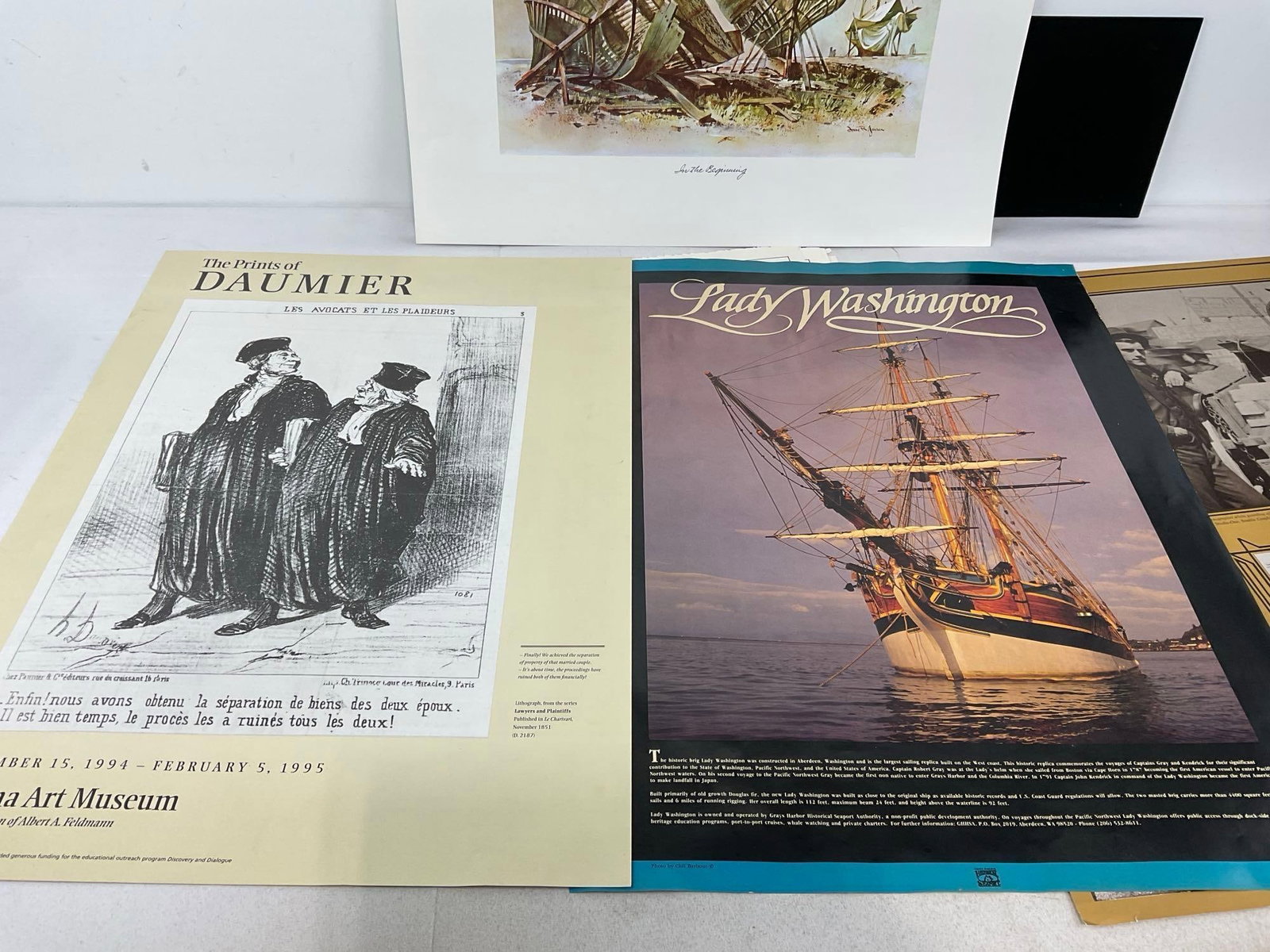 Variety of Artwork, Posters, Daumier, Lady Washington, & Calendars, Ivars 1970s Menu, 28x20 in - 3
