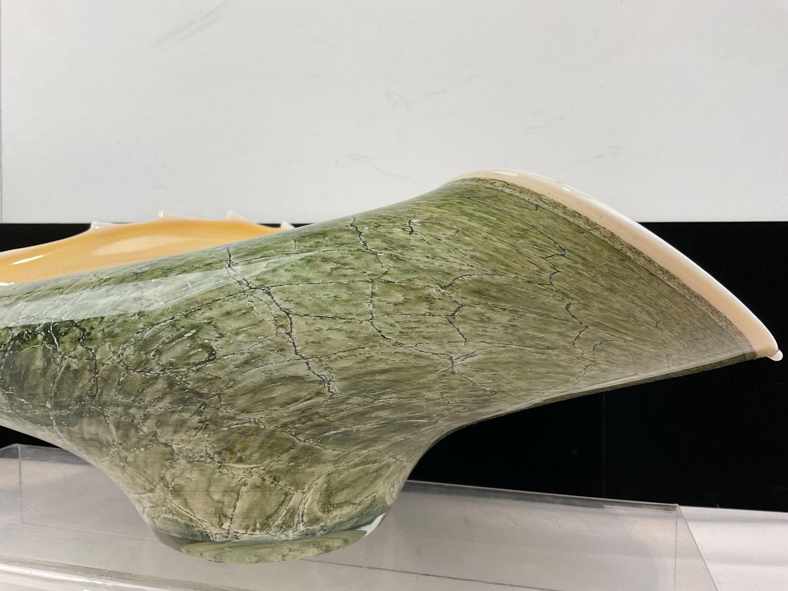 Krosno Jozefina Glass Shell, Handmade in Poland, Lovely Centerpiece type shape, 6x20x13 inches - 3