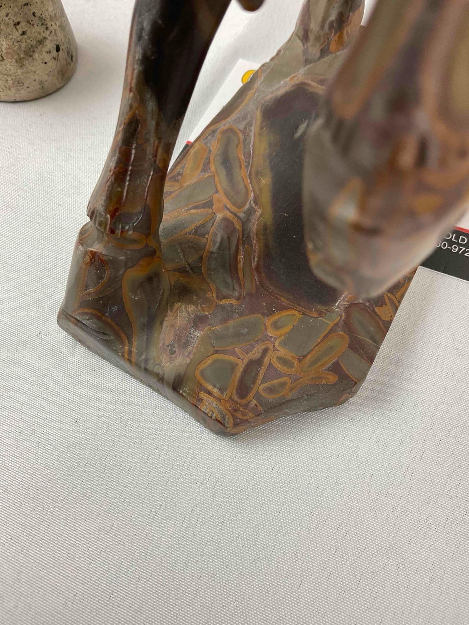 5 pcs Horse Figurine Collection, incl. 1x Carved Jasper Stone, 3x Cast Metal & 1x Wood. See pics. - 5