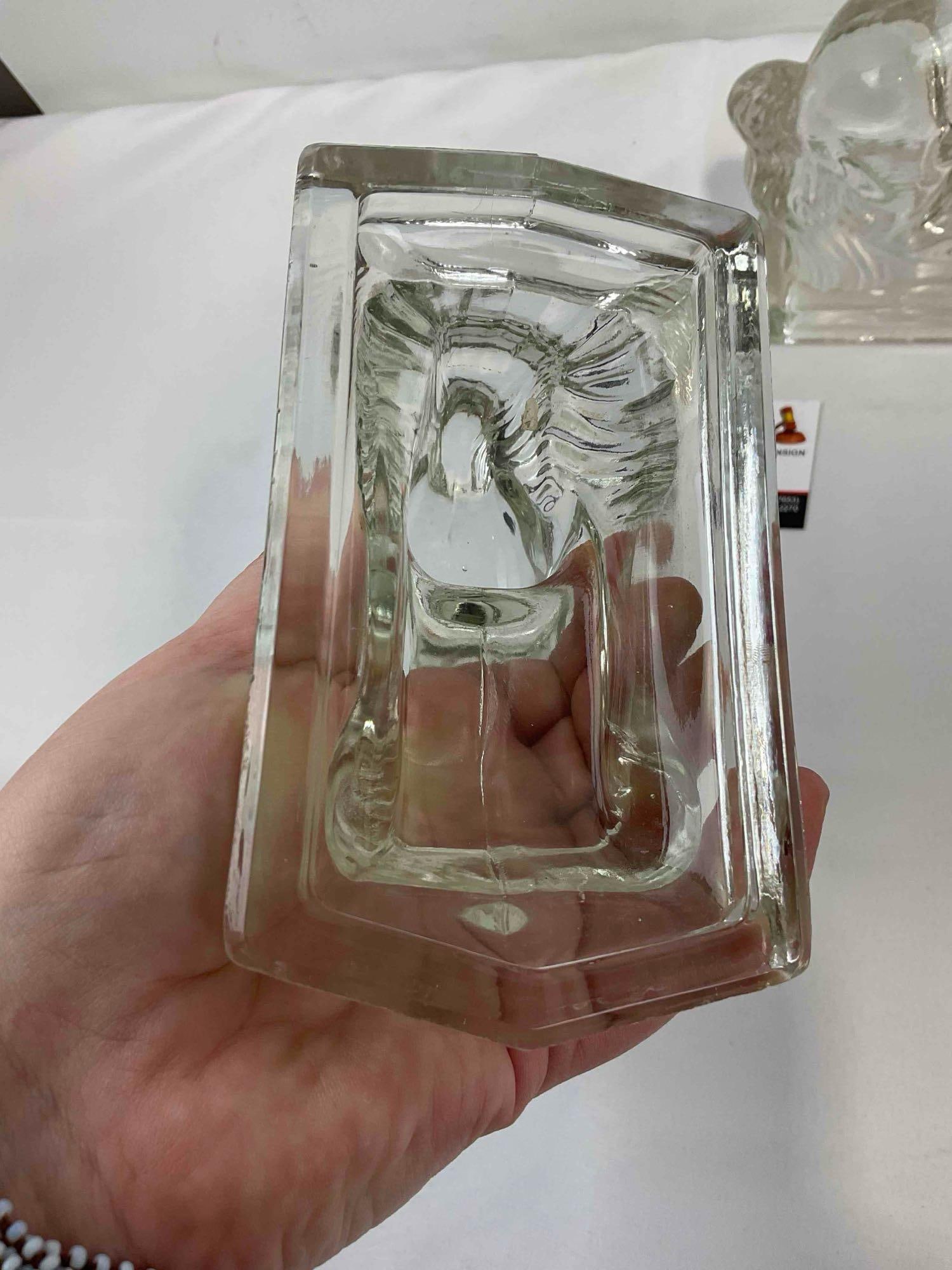 Pair of Vintage Clear Glass Rearing Horse Book Ends. Good Condition. See pics. - 7