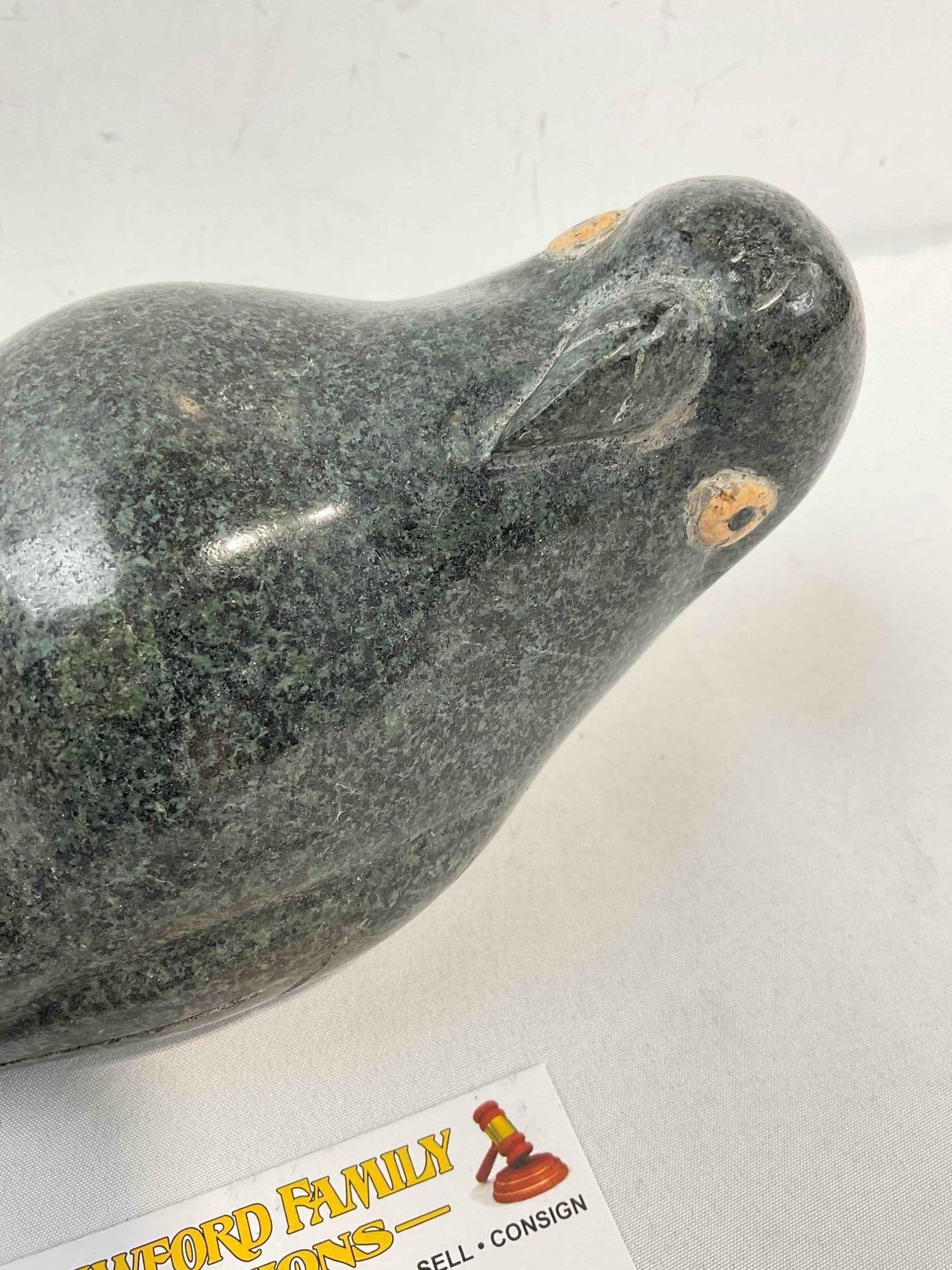 Vintage Carved Green Stone Parrot Bird Sculpture. Good Condition. See pics. - 2
